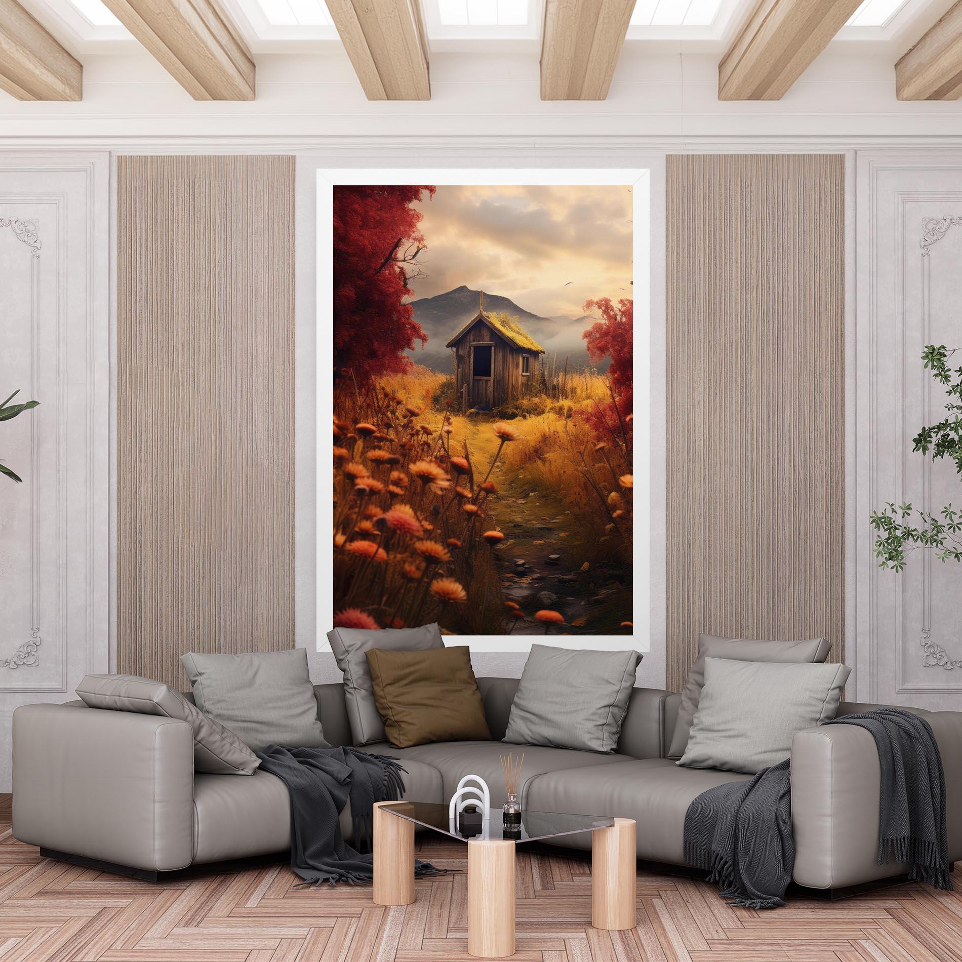 Tablou Canvas Small Cabin Field mockup 6