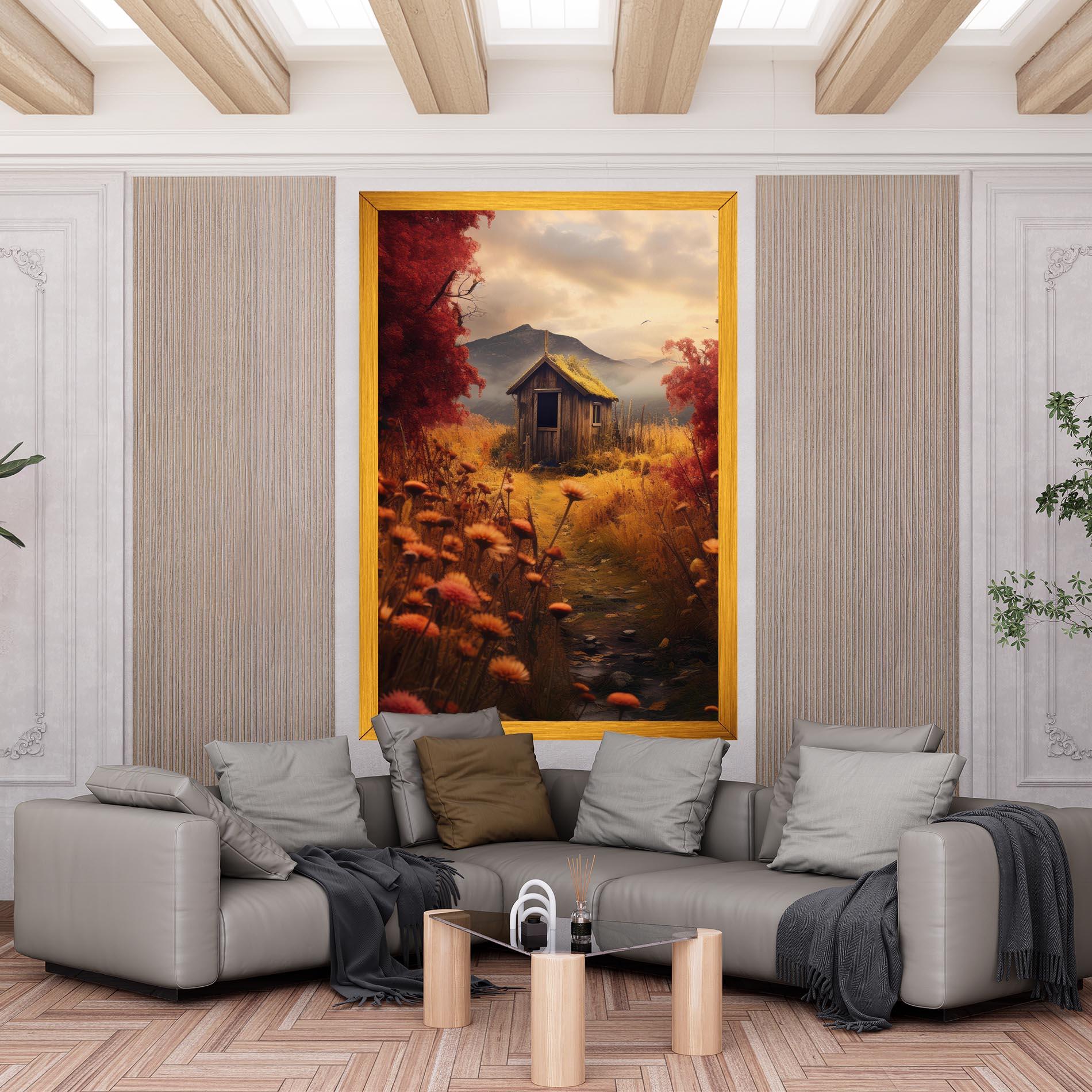 Tablou Canvas Small Cabin Field mockup 6