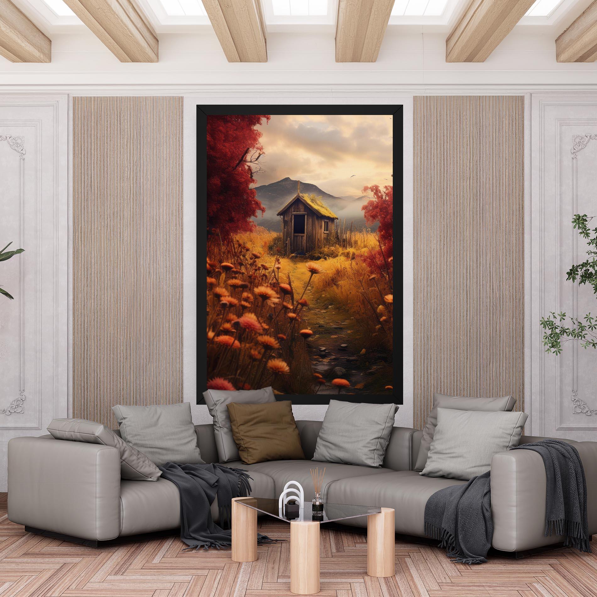 Tablou Canvas Small Cabin Field mockup 6