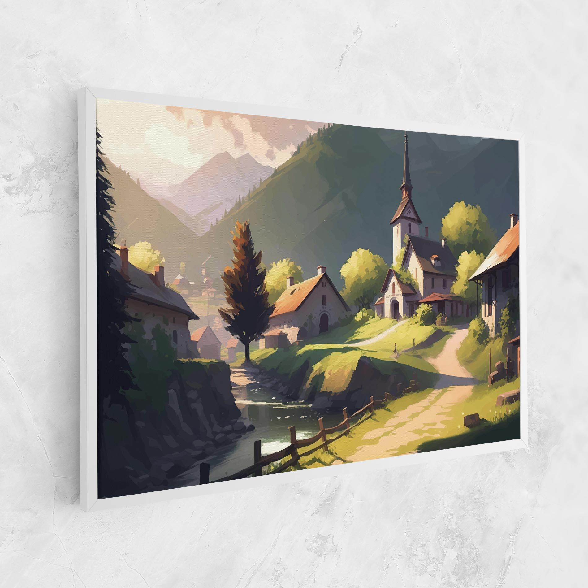 Tablou Canvas Village Church Art mockup 1