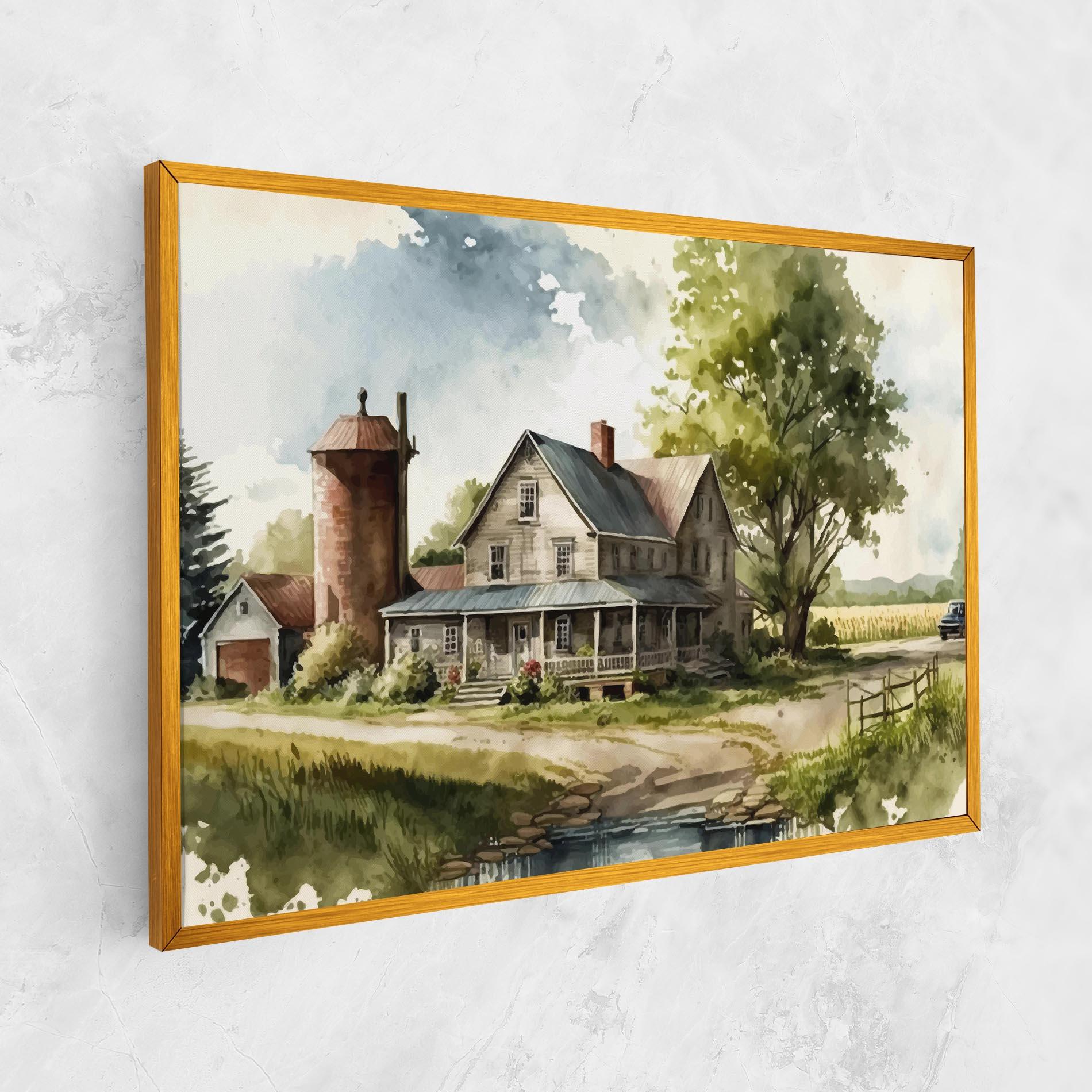 Tablou Canvas Farm Blue Car mockup 1