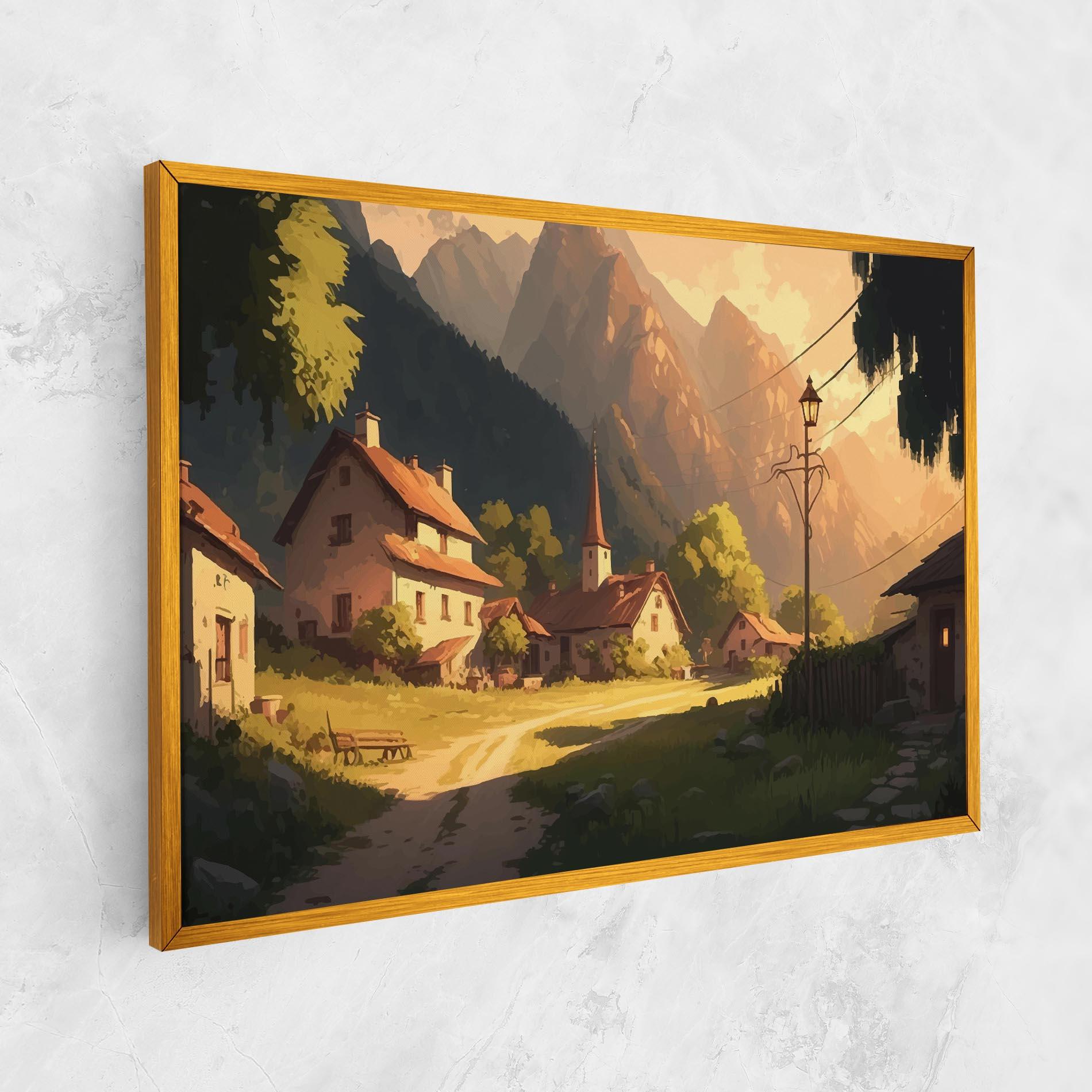 Tablou Canvas Grassy Village View mockup 1