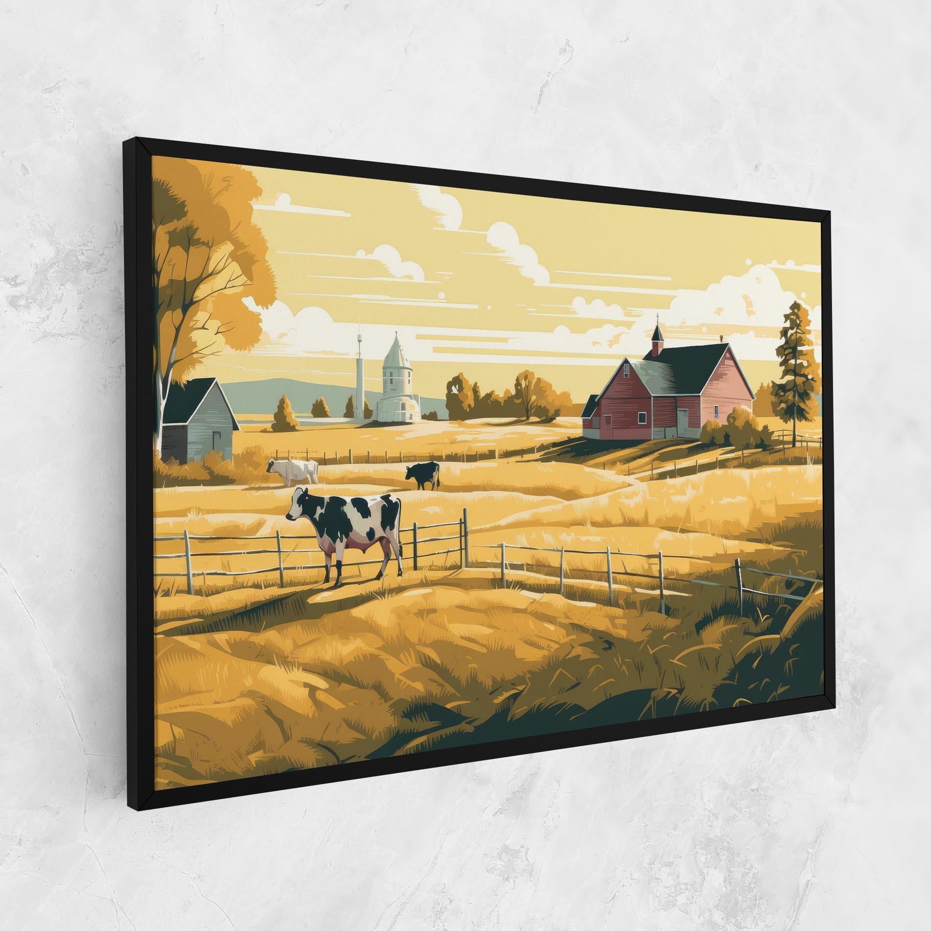 Tablou Canvas Cows Sunlight Farm mockup 1