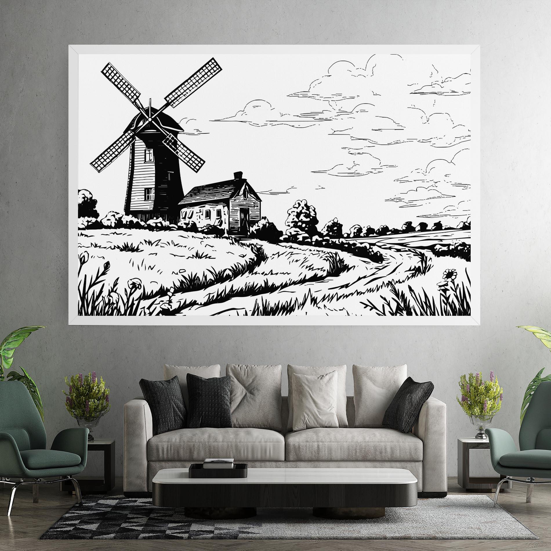 Tablou Canvas Black Line Wheat mockup 7