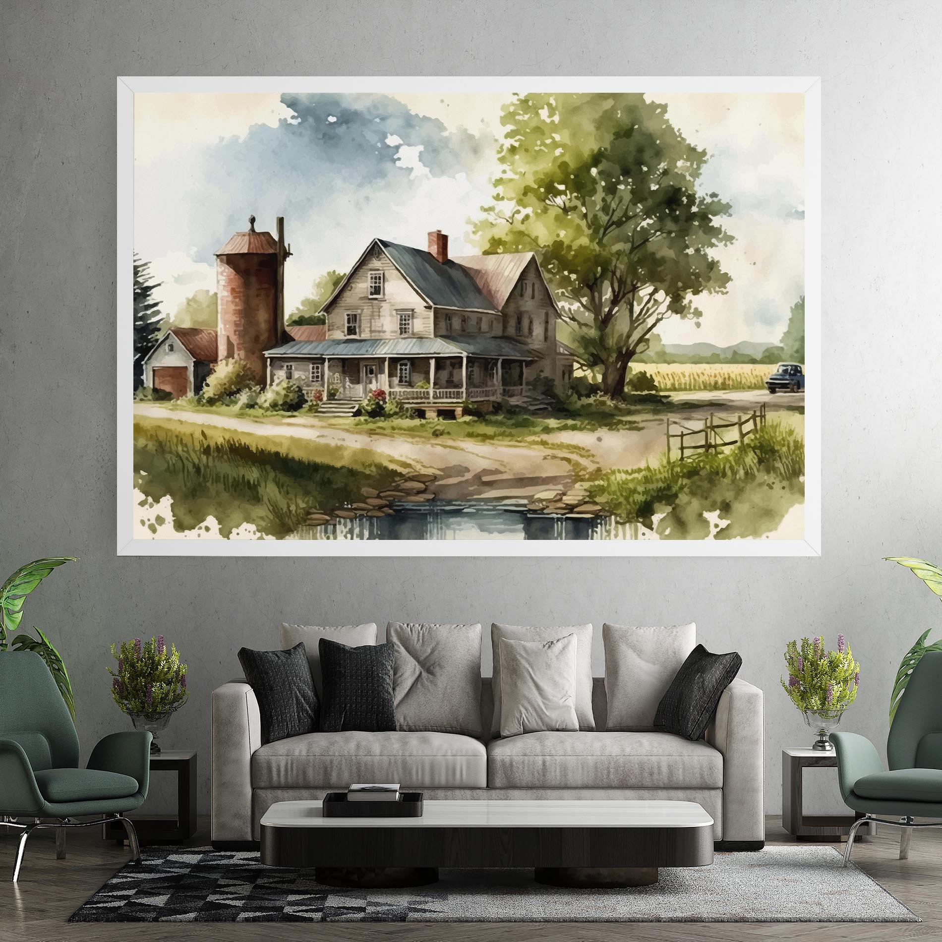 Tablou Canvas Farm Blue Car mockup 7