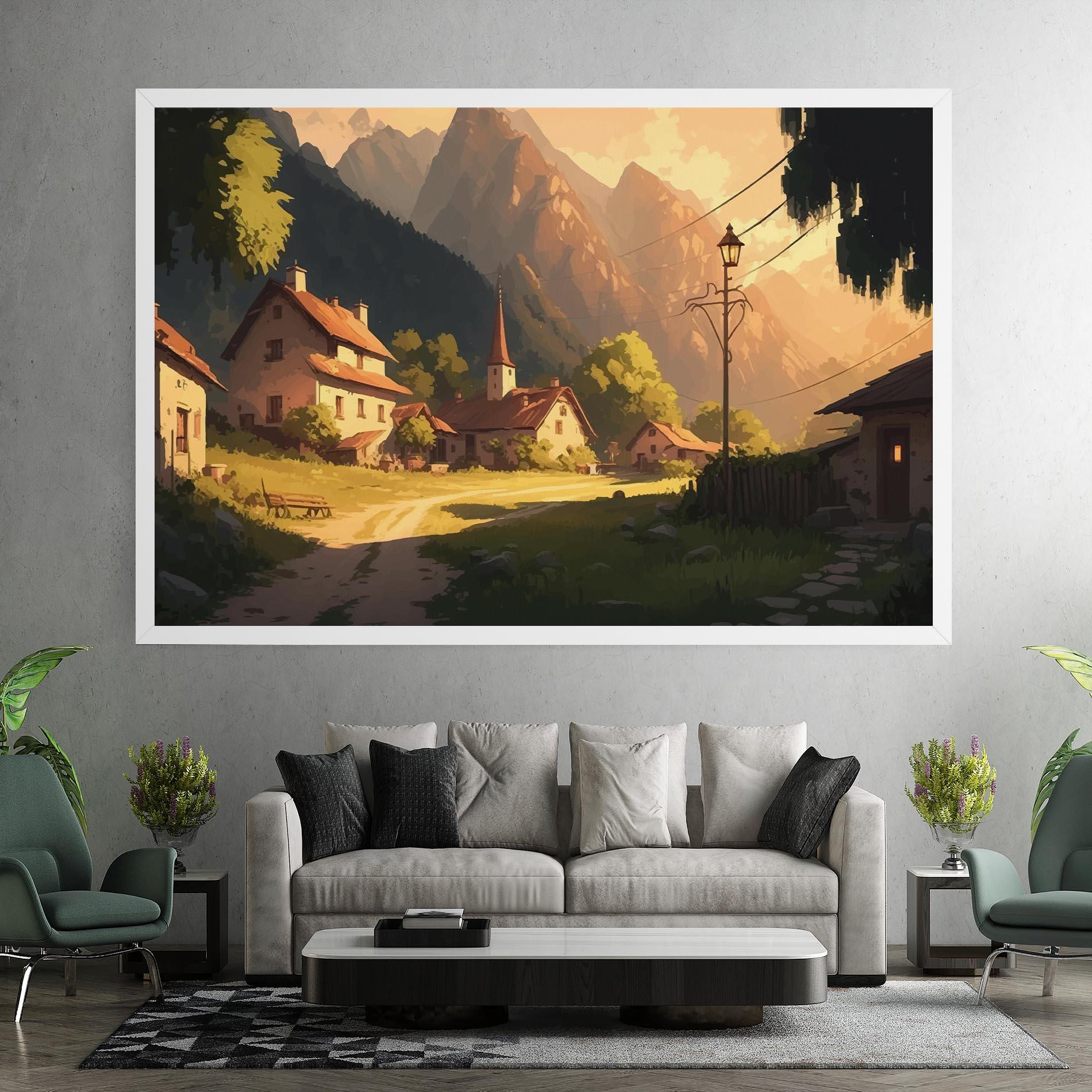 Tablou Canvas Grassy Village View mockup 7