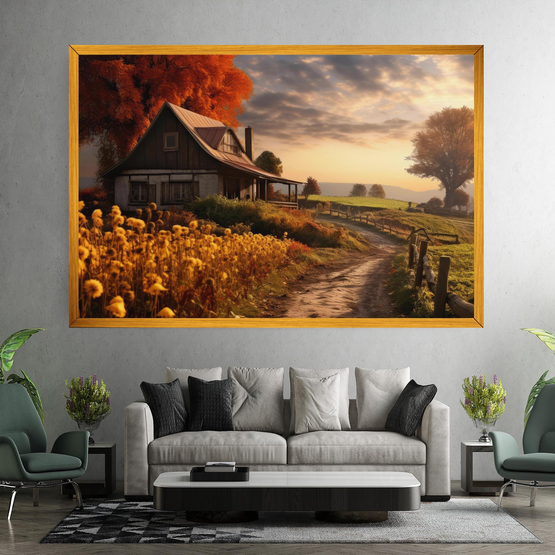 Tablou Canvas Autumn Farm House mockup 7