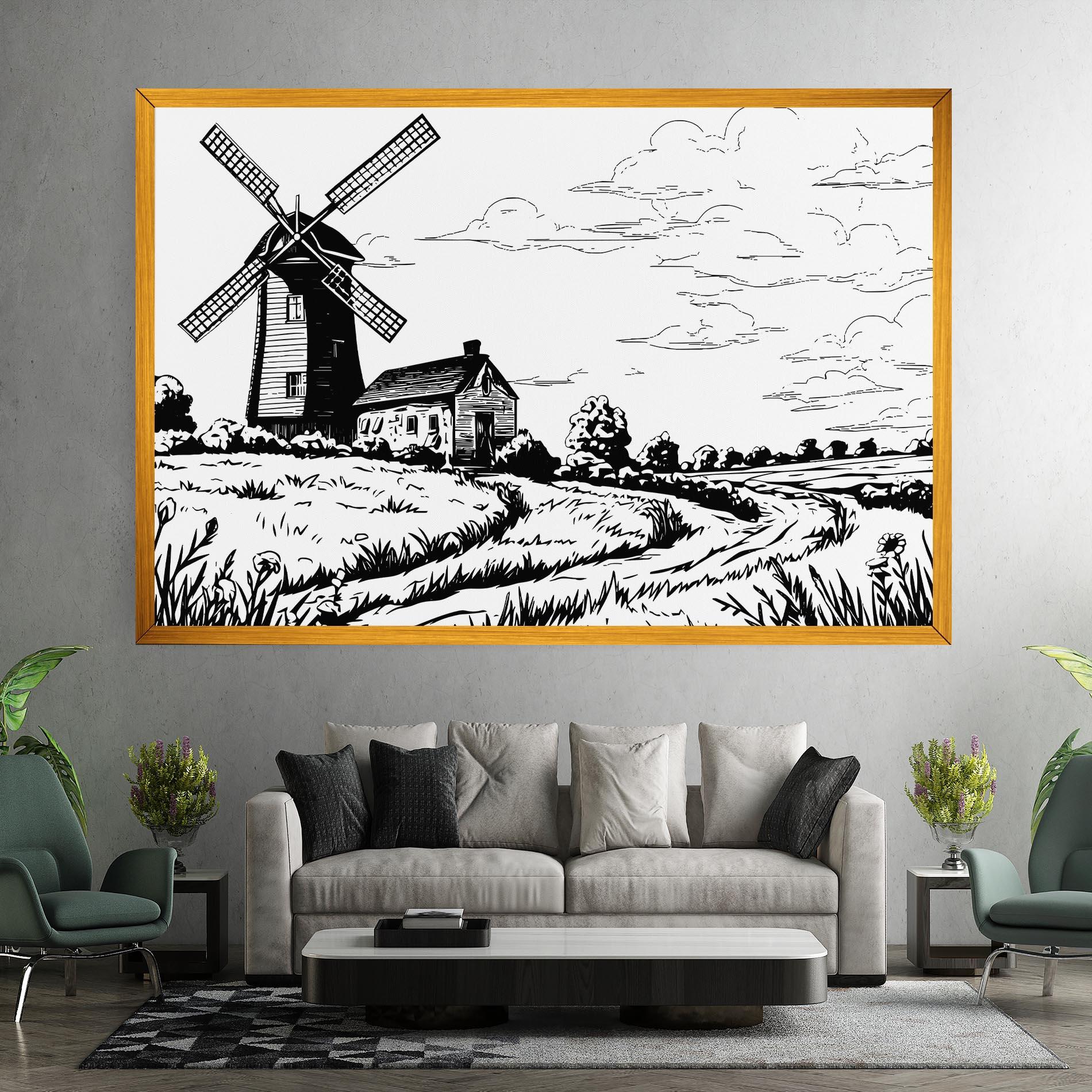 Tablou Canvas Black Line Wheat mockup 7