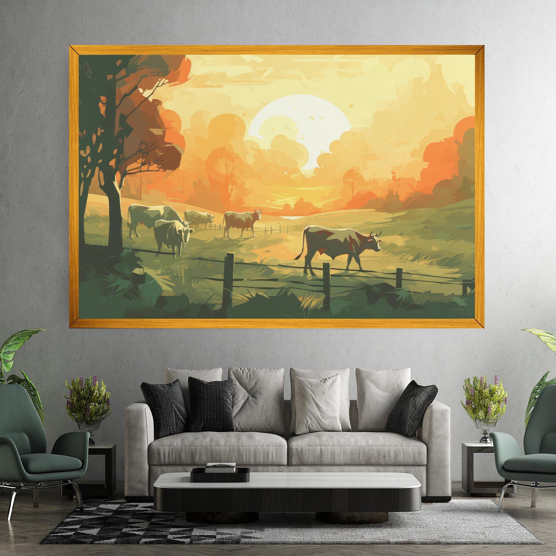 Tablou Canvas Cows Grazing mockup 7