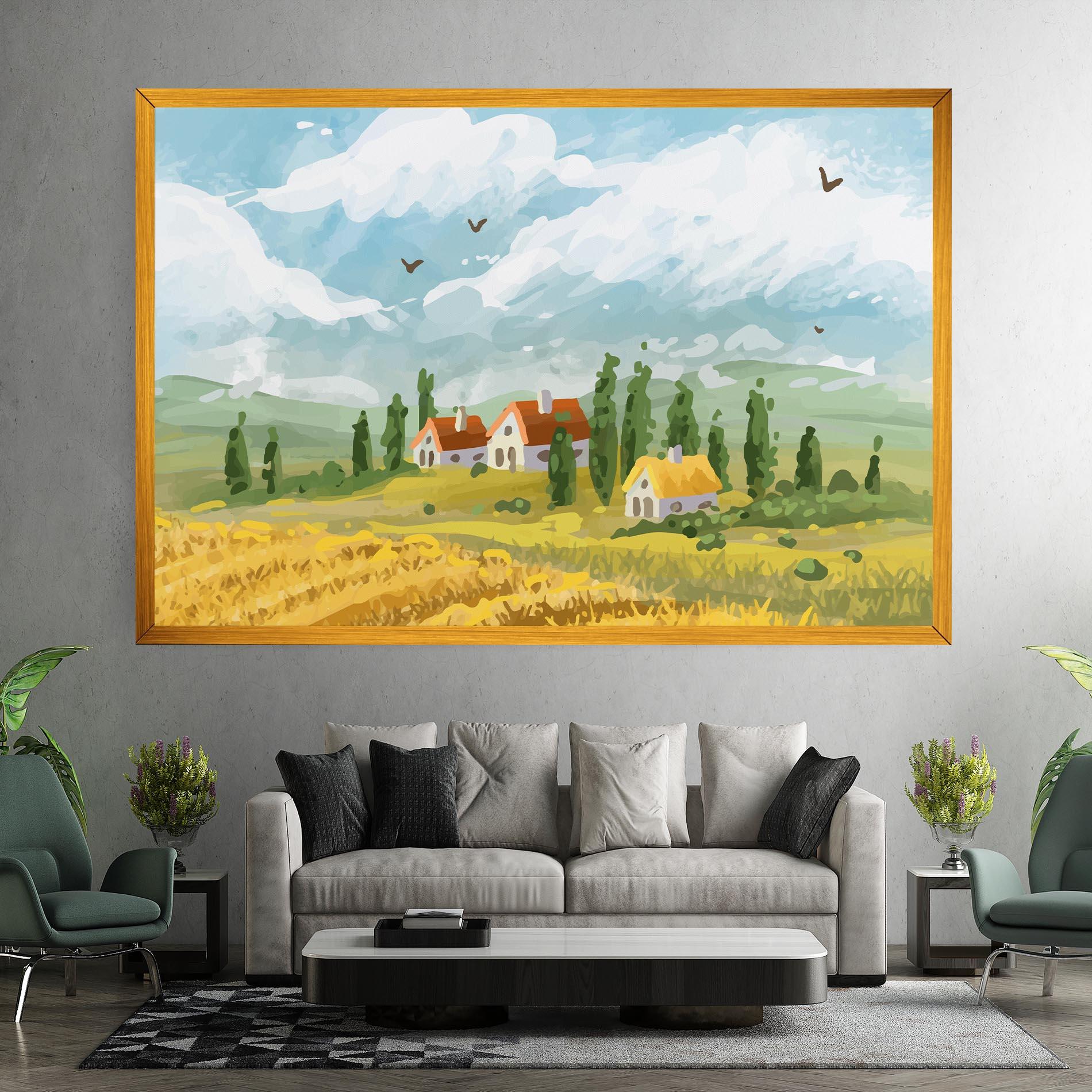 Tablou Canvas Orange Yellow House mockup 7