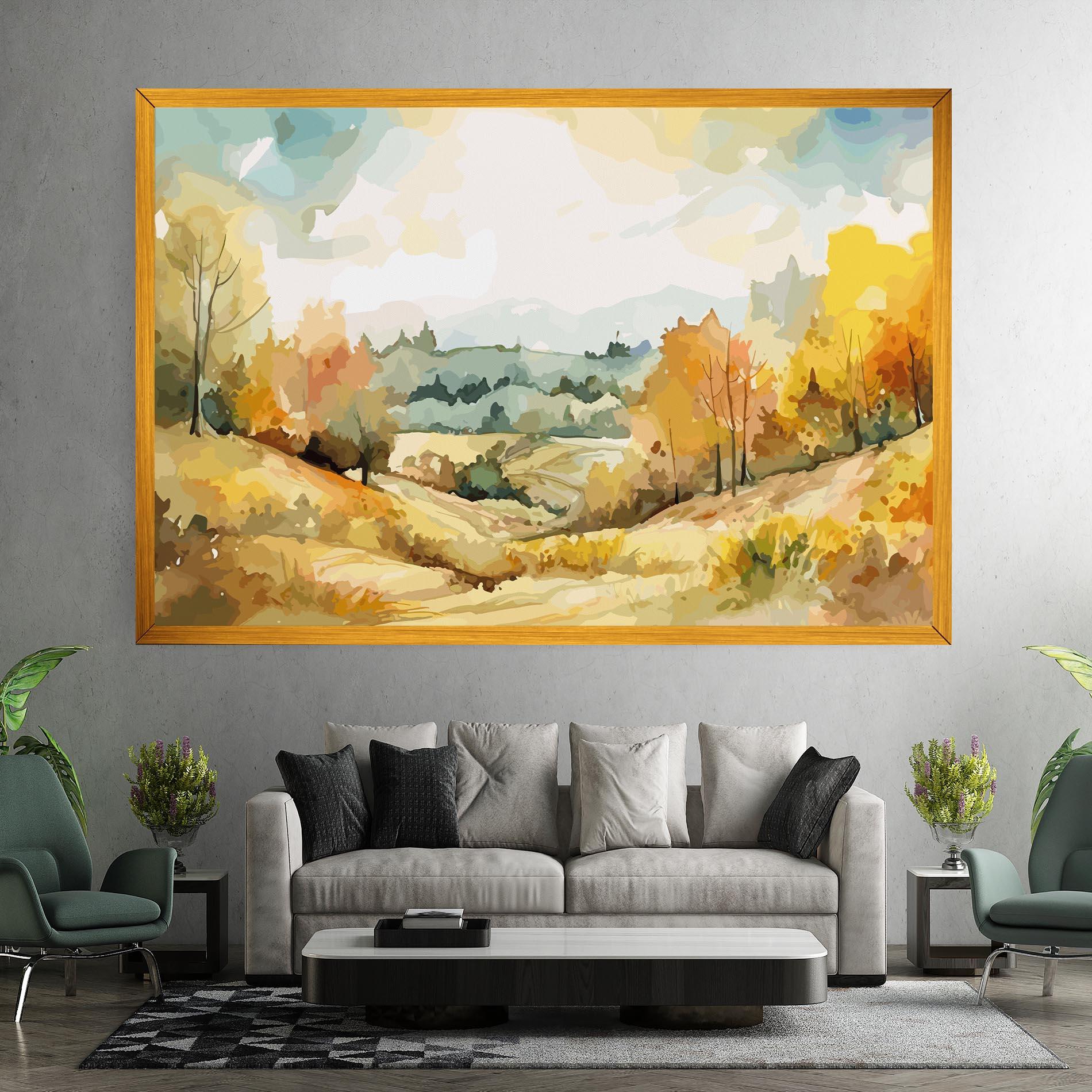 Tablou Canvas Yellow Rural Trees mockup 7