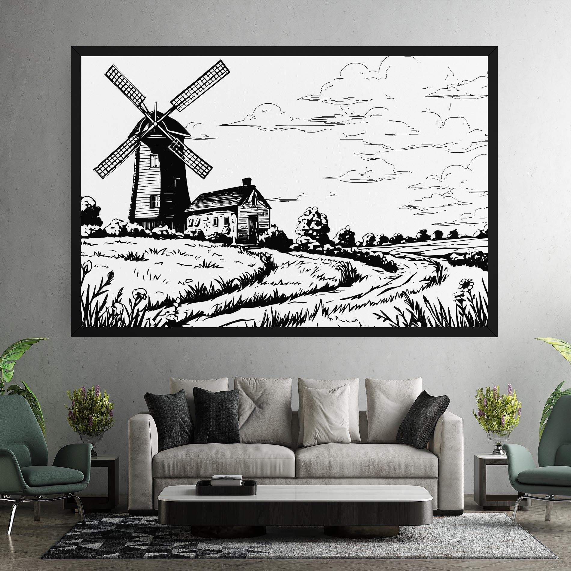 Tablou Canvas Black Line Wheat mockup 7