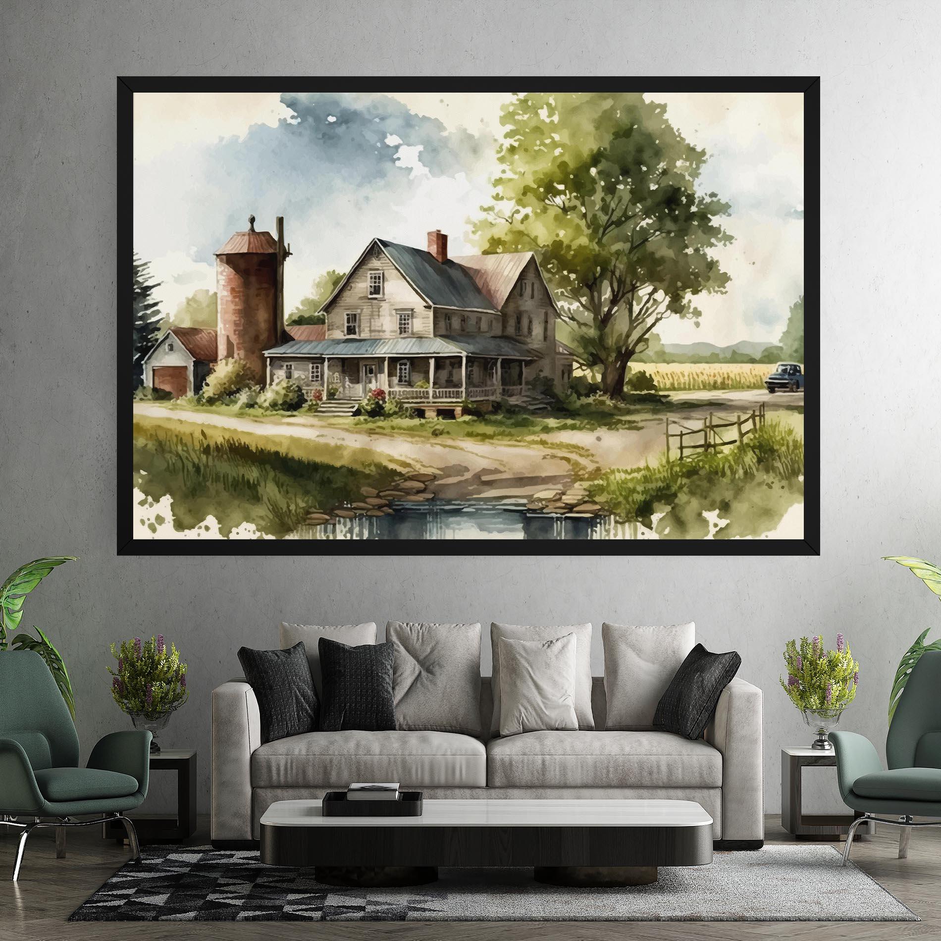 Tablou Canvas Farm Blue Car mockup 7