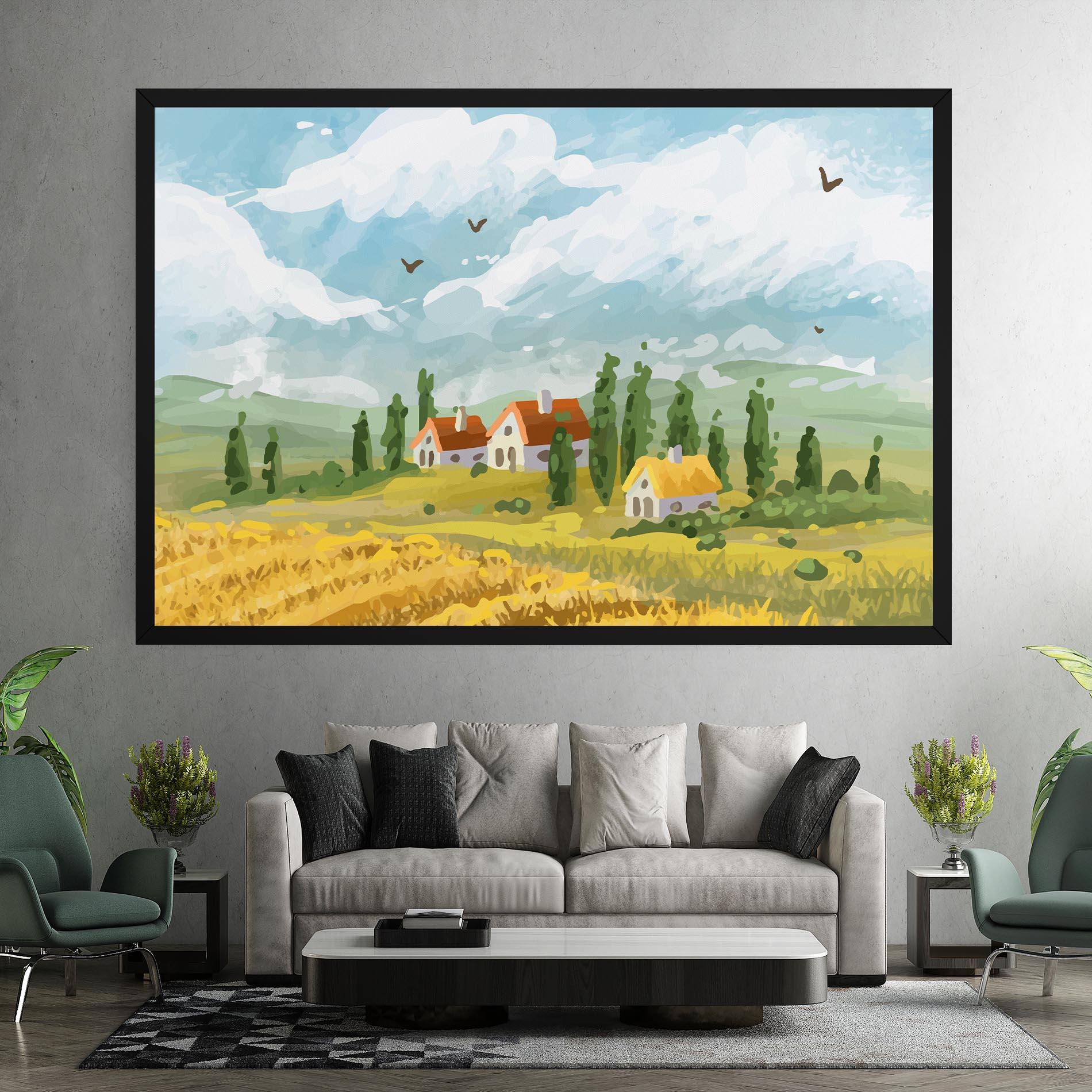 Tablou Canvas Orange Yellow House mockup 7