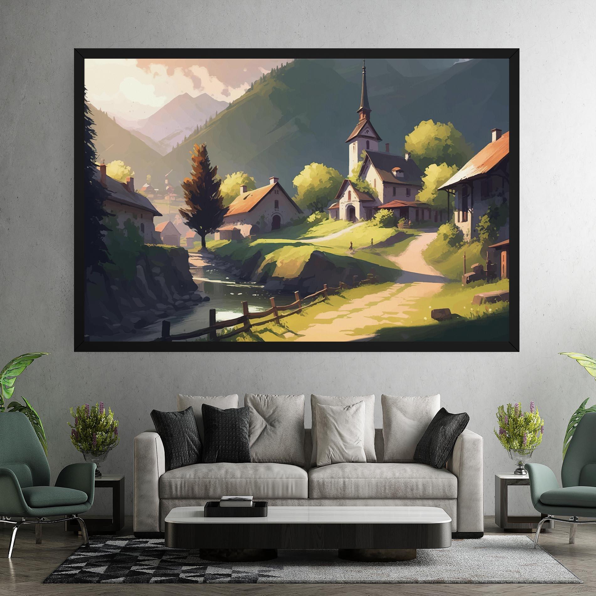 Tablou Canvas Village Church Art mockup 7