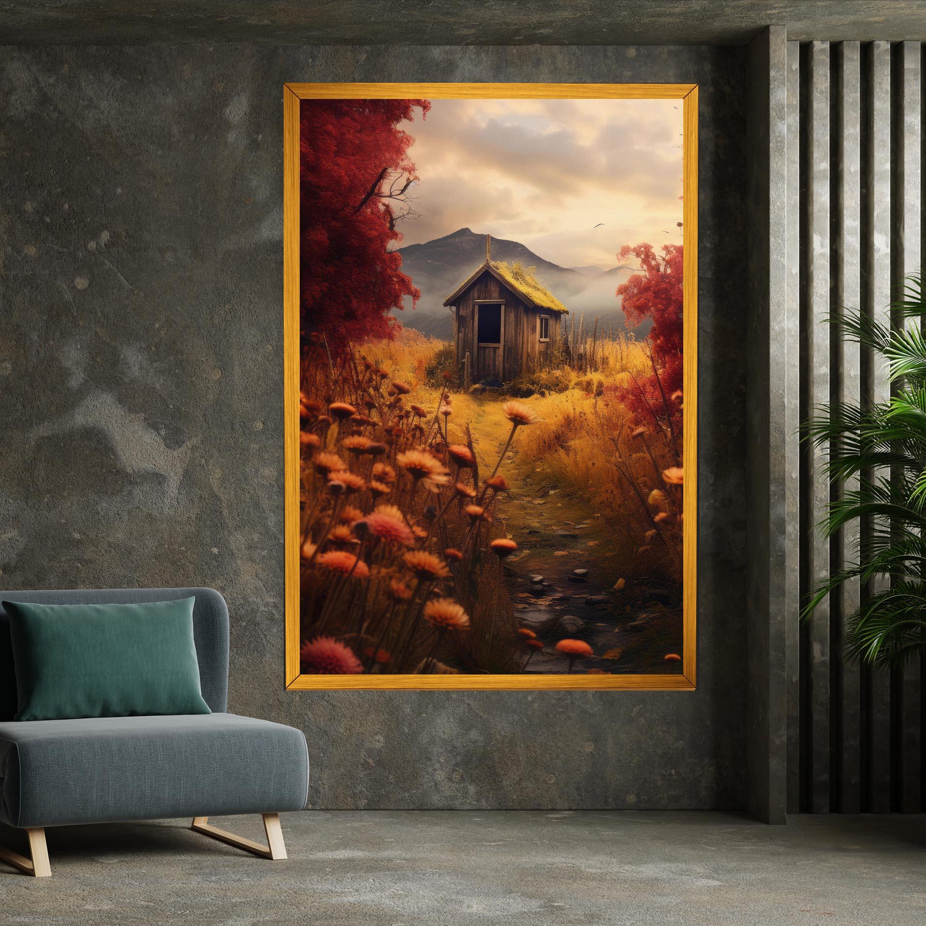 Tablou Canvas Small Cabin Field mockup 7