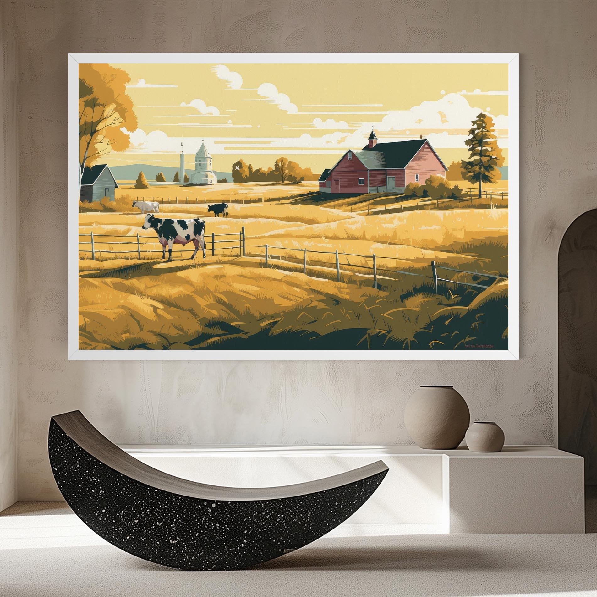 Tablou Canvas Cows Sunlight Farm mockup 8