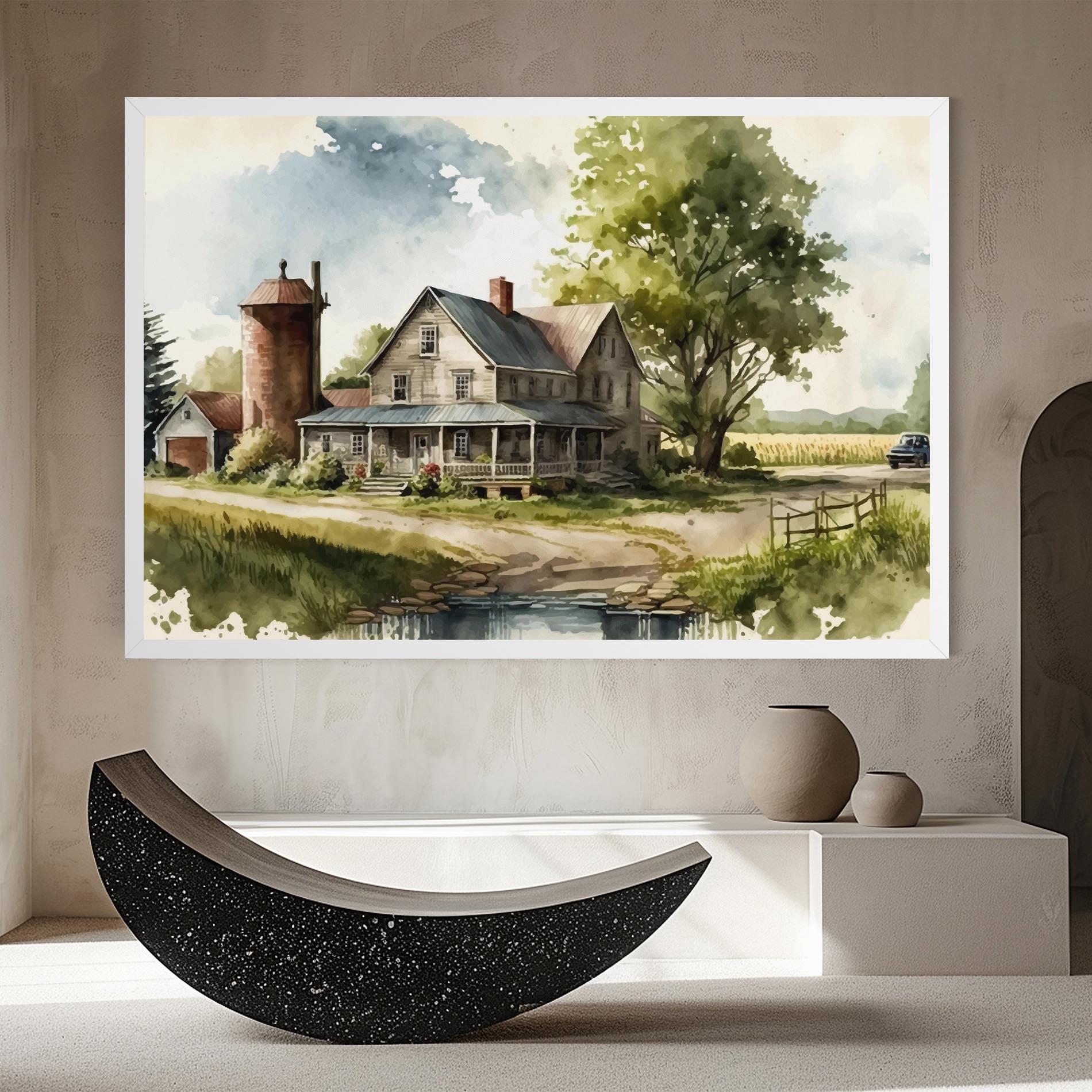 Tablou Canvas Farm Blue Car mockup 8