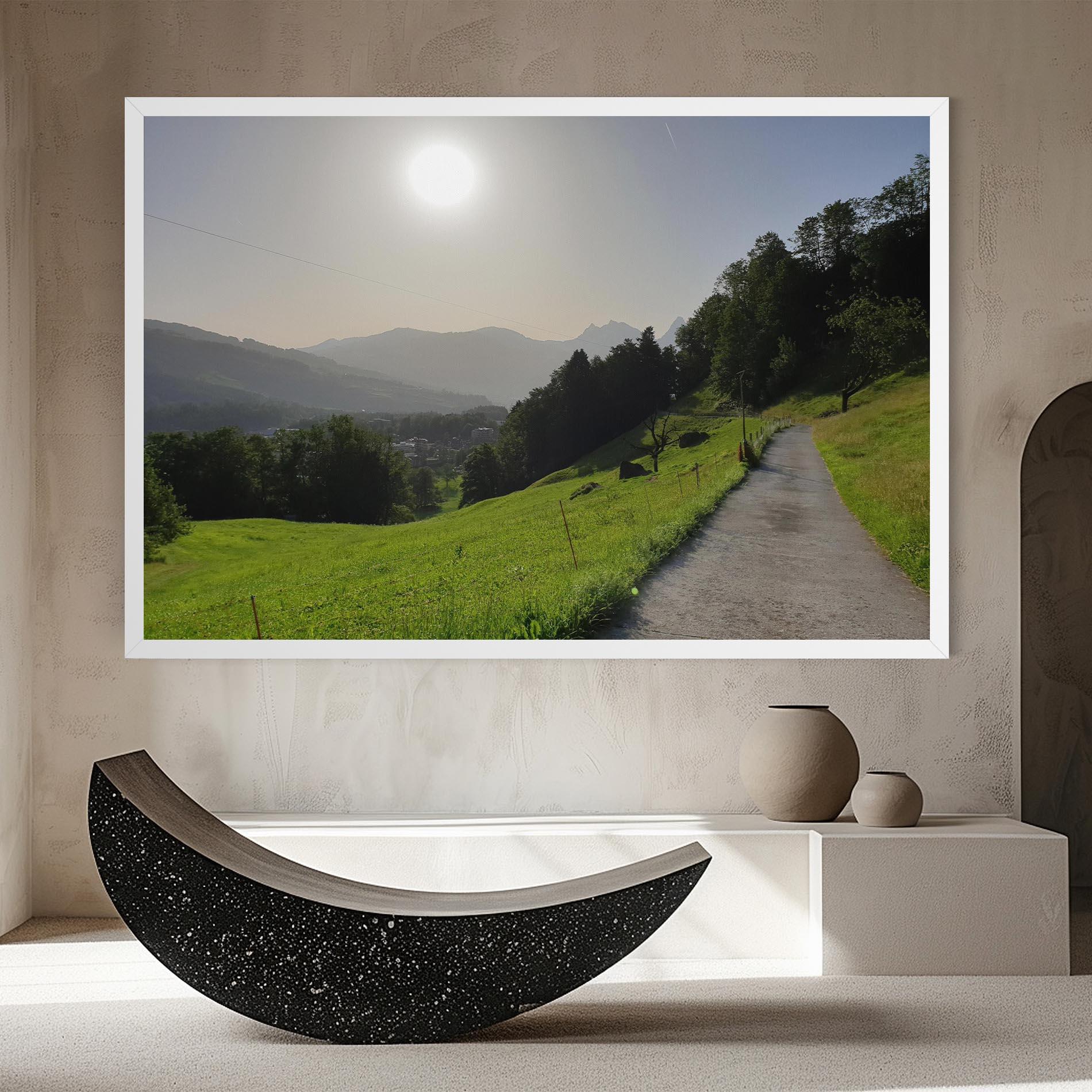 Tablou Canvas Foggy Rural Road mockup 8