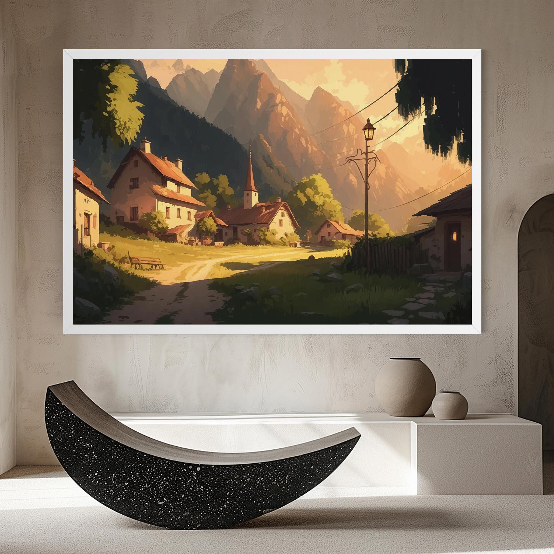 Tablou Canvas Grassy Village View mockup 8