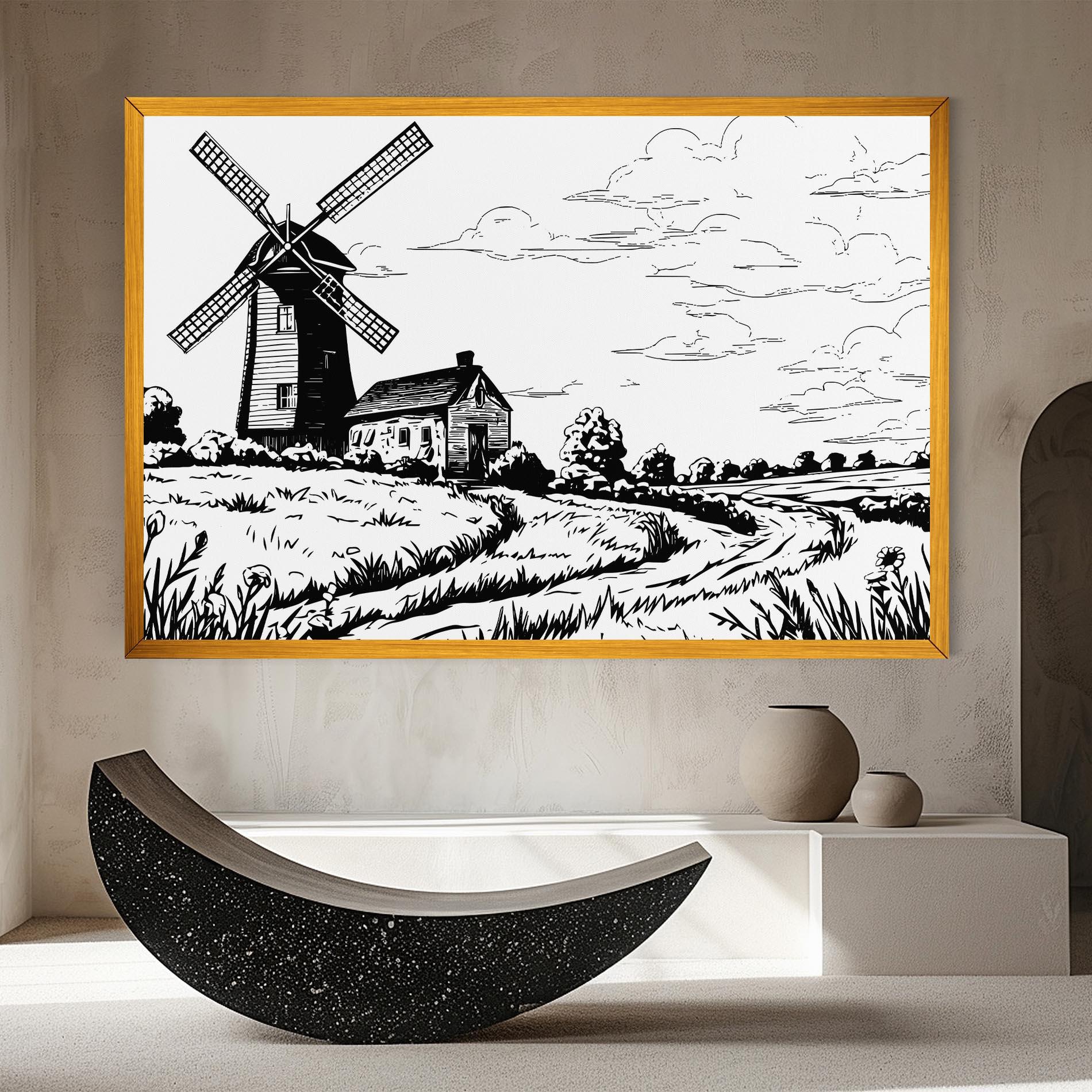 Tablou Canvas Black Line Wheat mockup 8