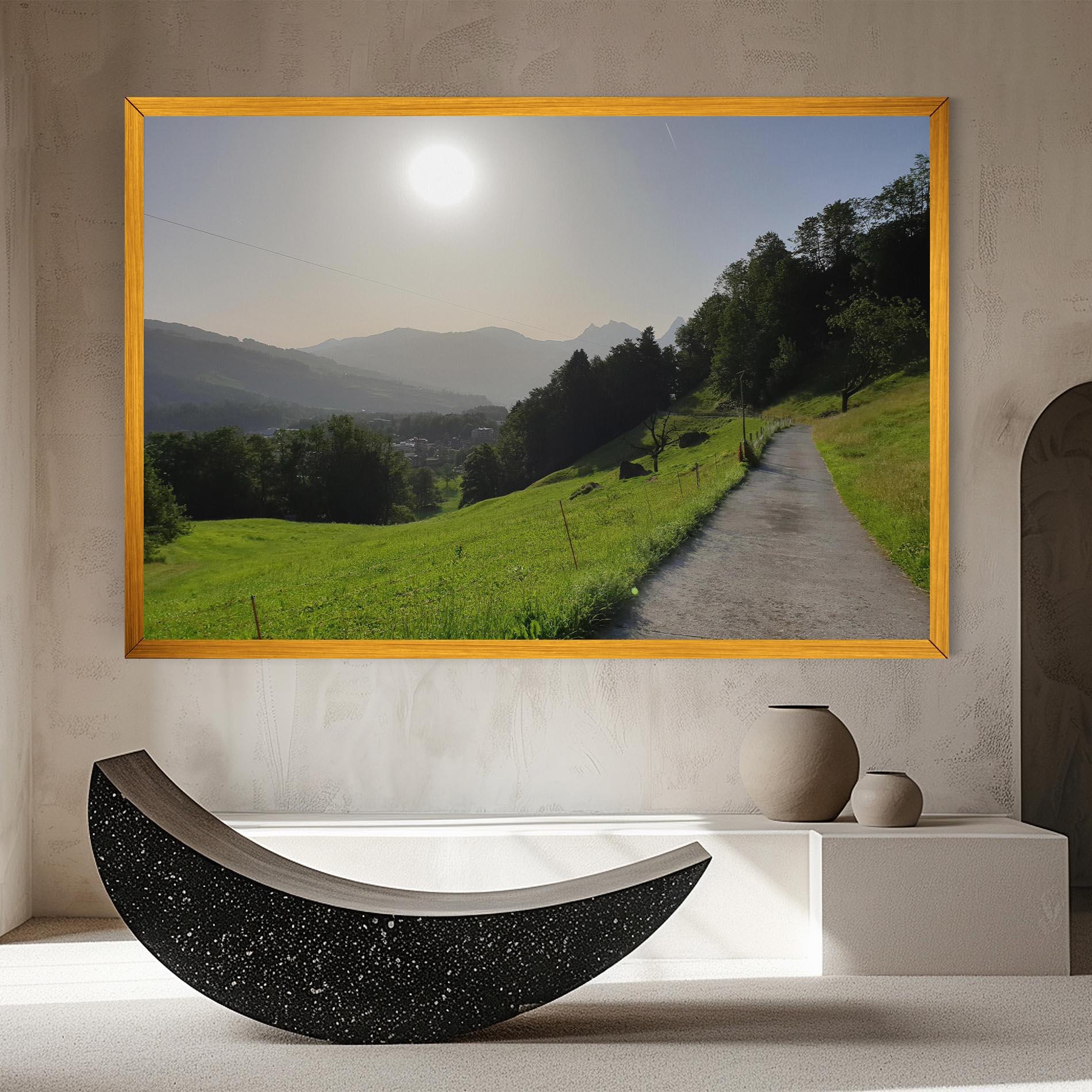 Tablou Canvas Foggy Rural Road mockup 8