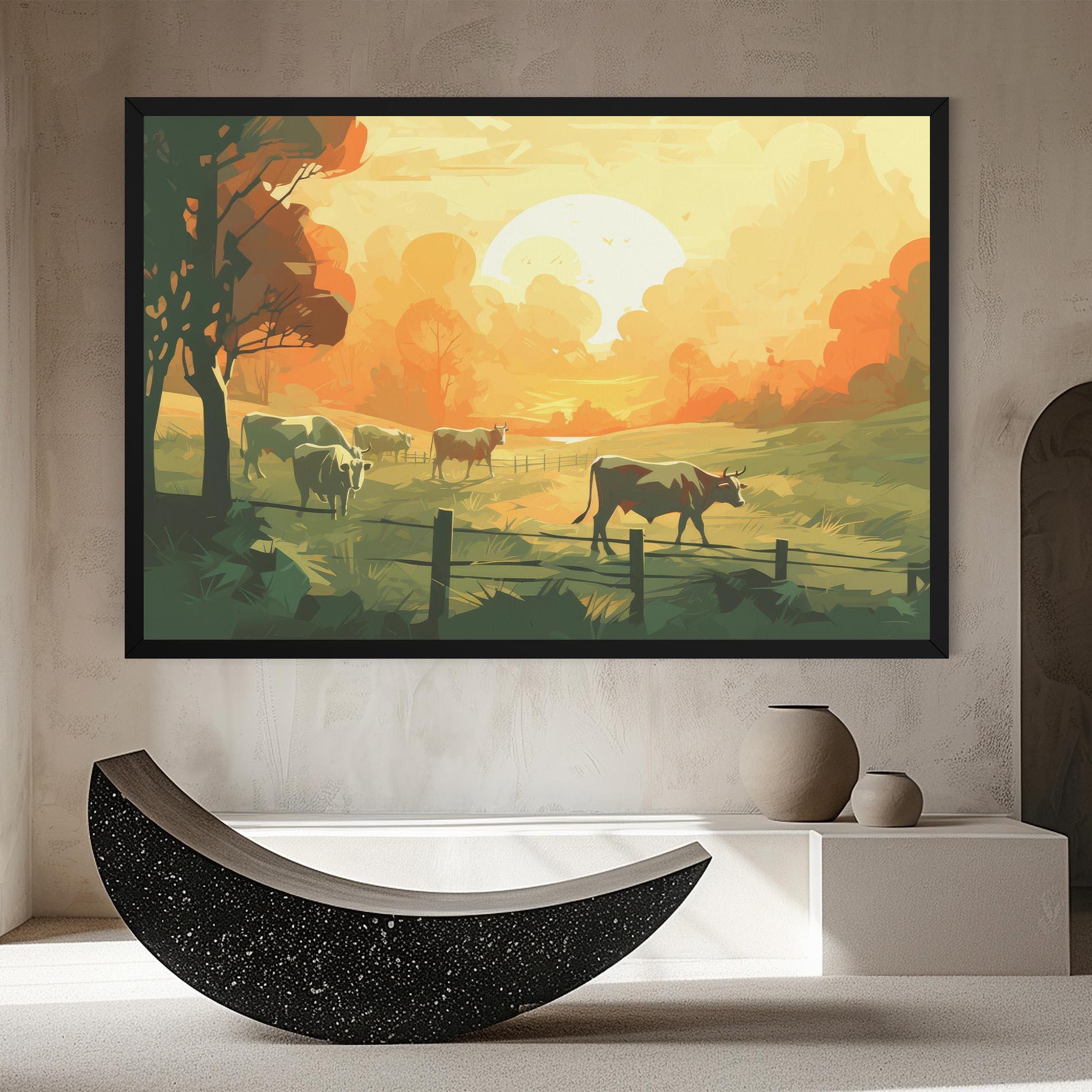 Tablou Canvas Cows Grazing mockup 8