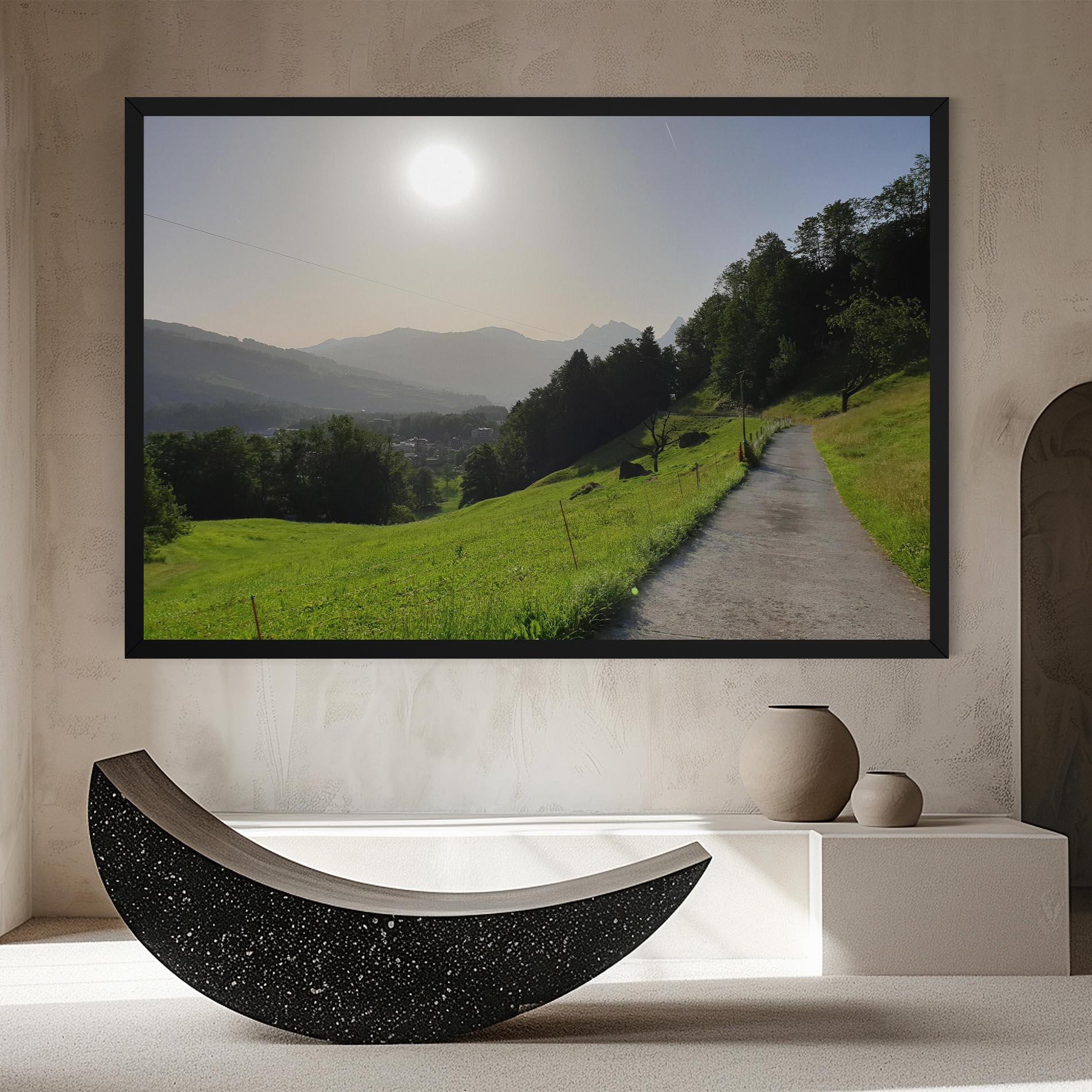 Tablou Canvas Foggy Rural Road mockup 8