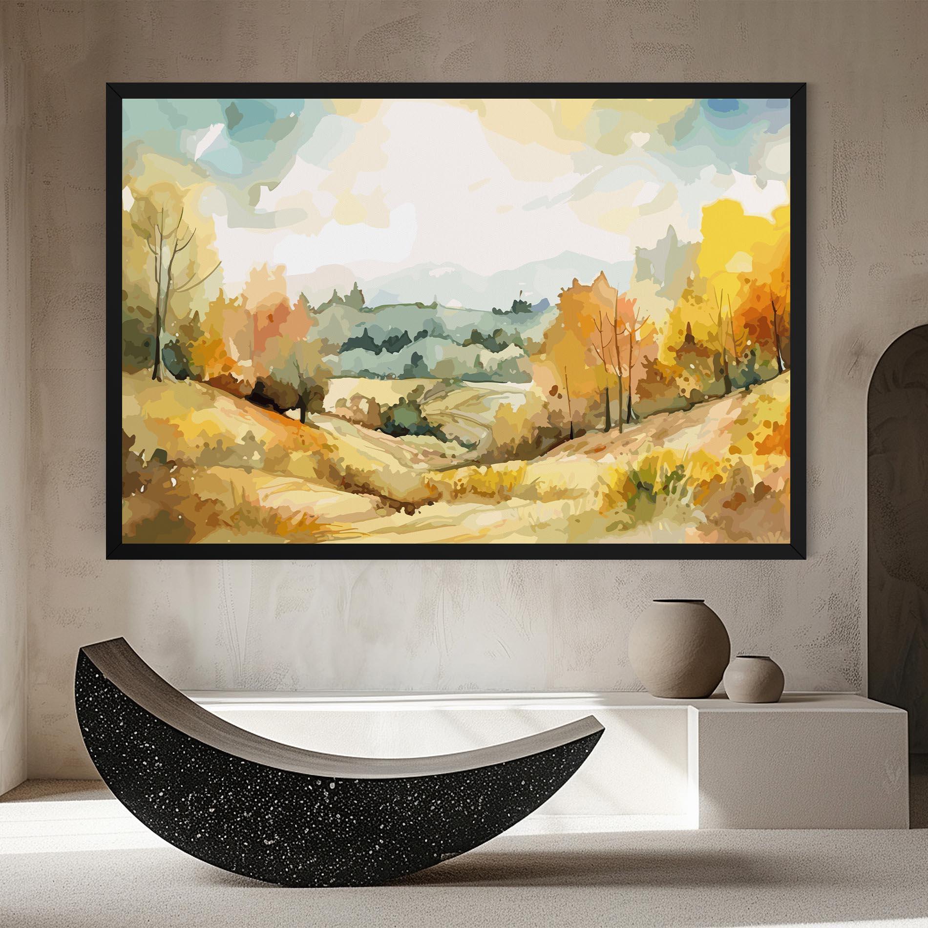 Tablou Canvas Yellow Rural Trees mockup 8