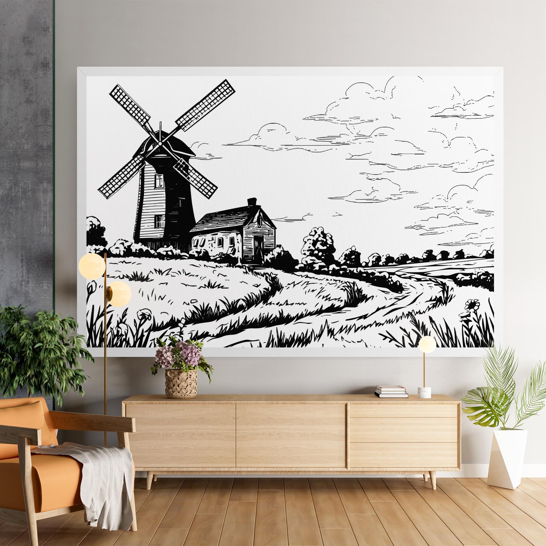 Tablou Canvas Black Line Wheat mockup 9
