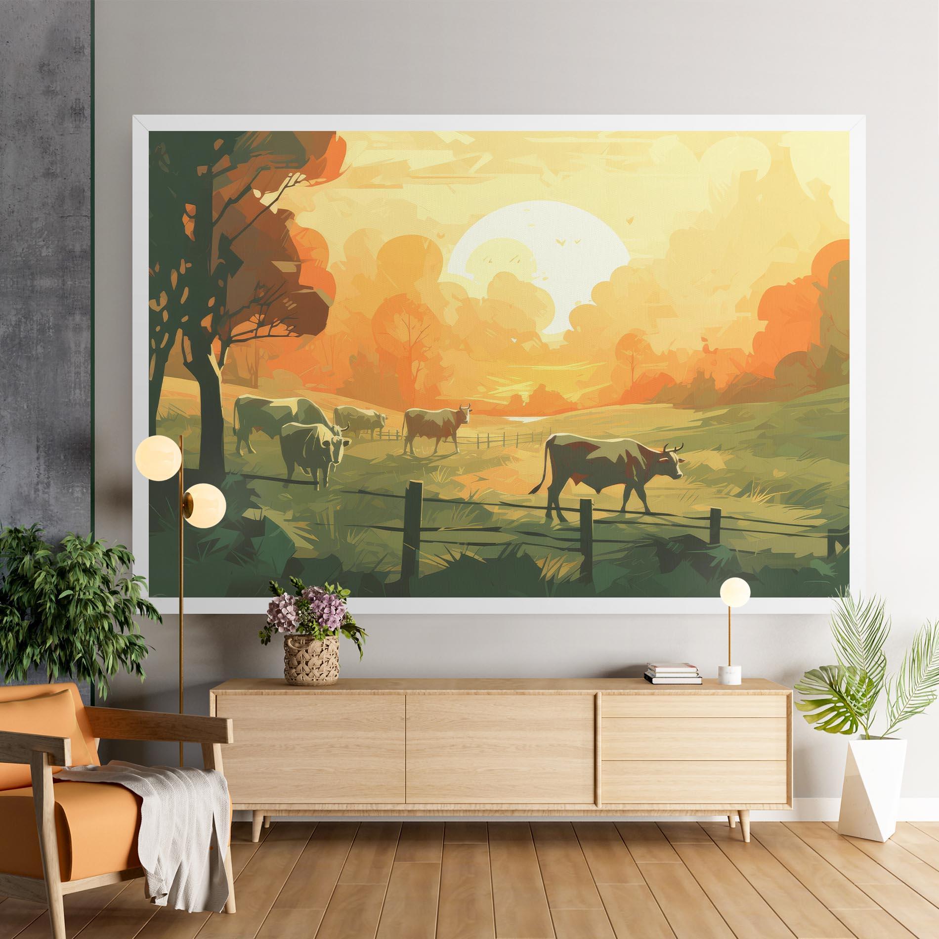 Tablou Canvas Cows Grazing mockup 9