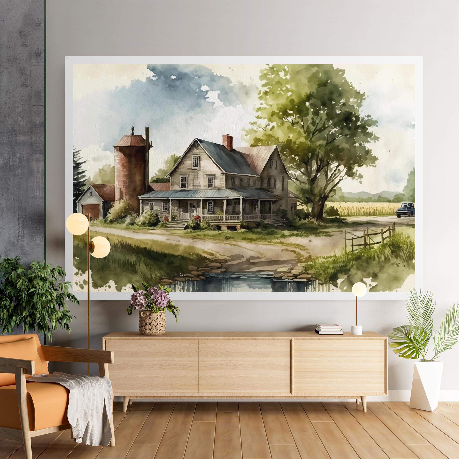 Tablou Canvas Farm Blue Car mockup 9