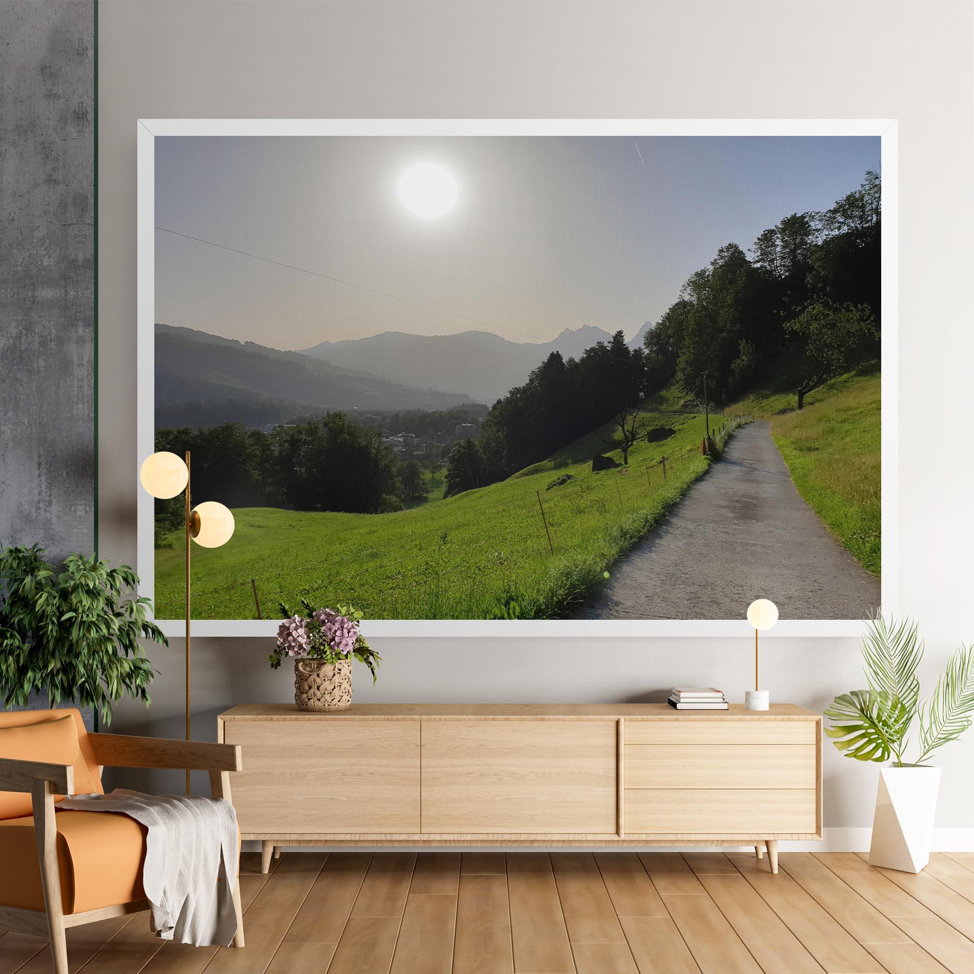 Tablou Canvas Foggy Rural Road mockup 9