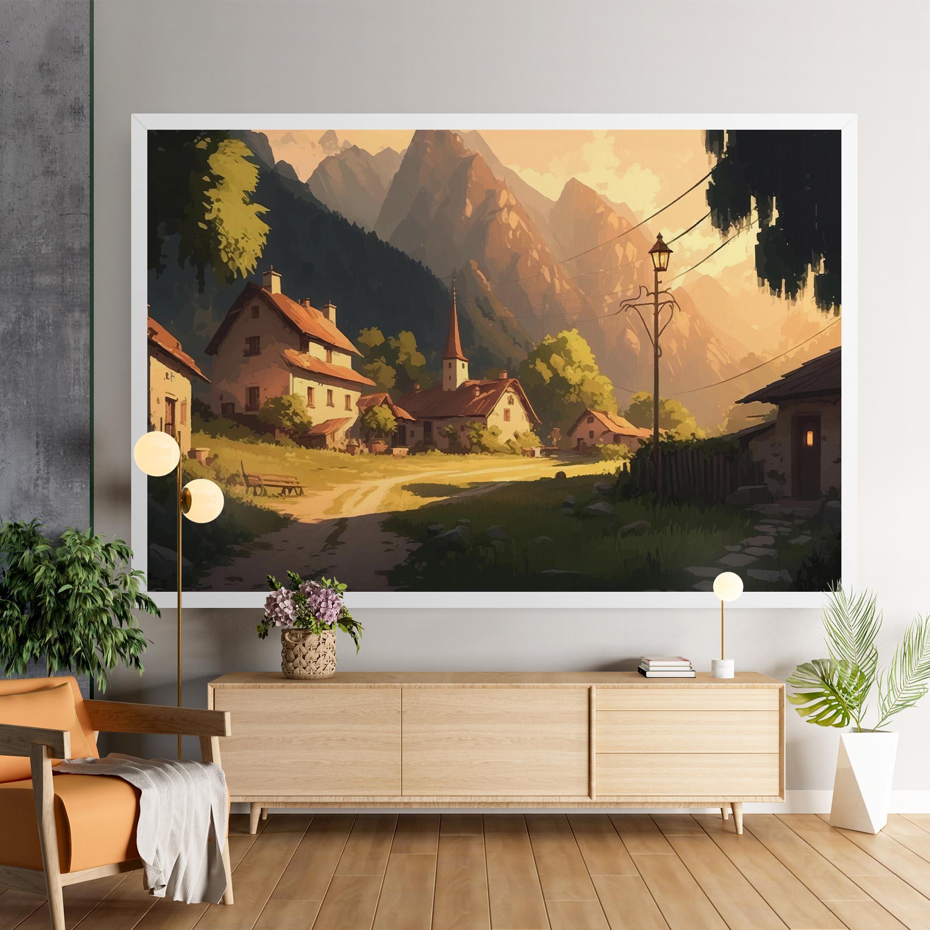 Tablou Canvas Grassy Village View mockup 9