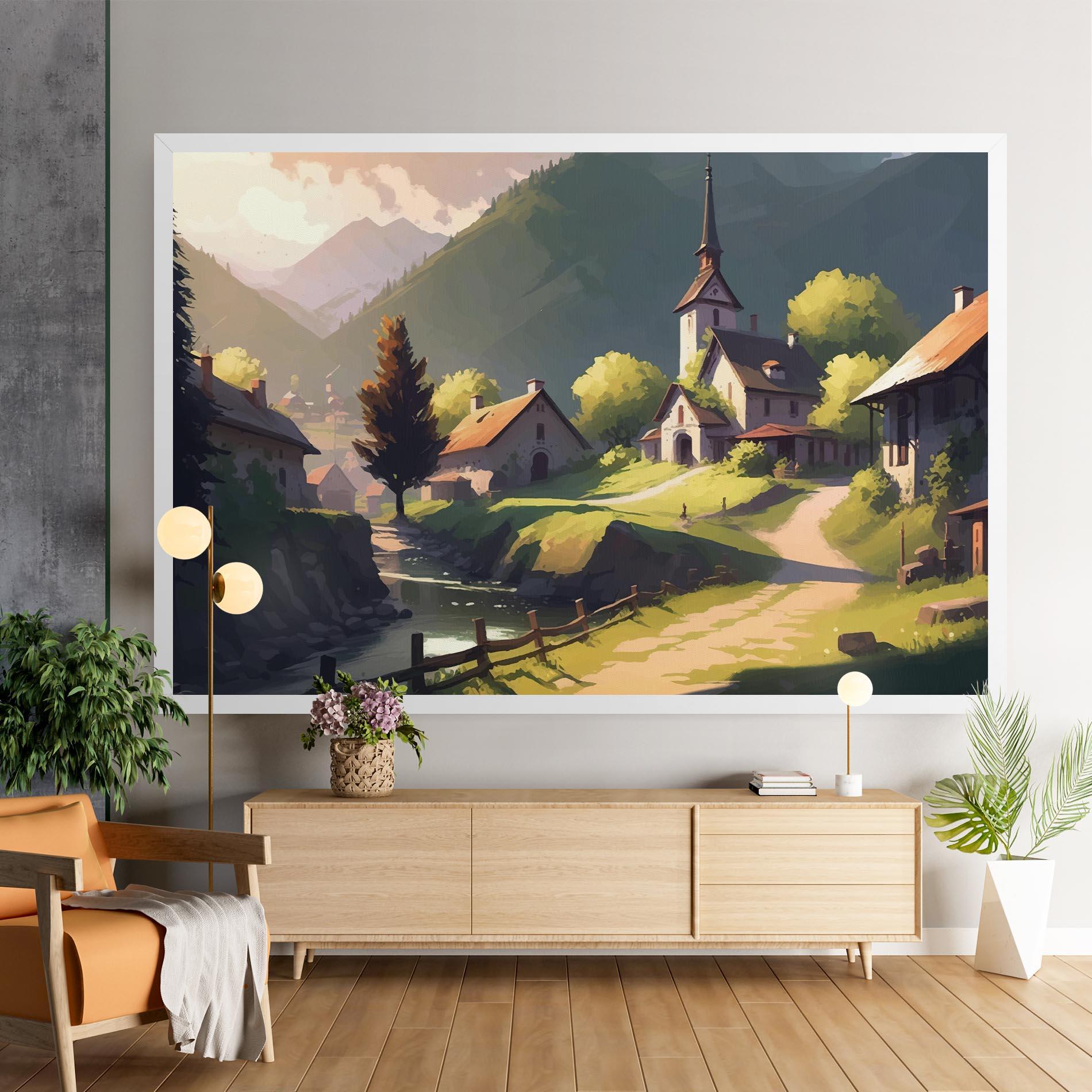 Tablou Canvas Village Church Art mockup 9