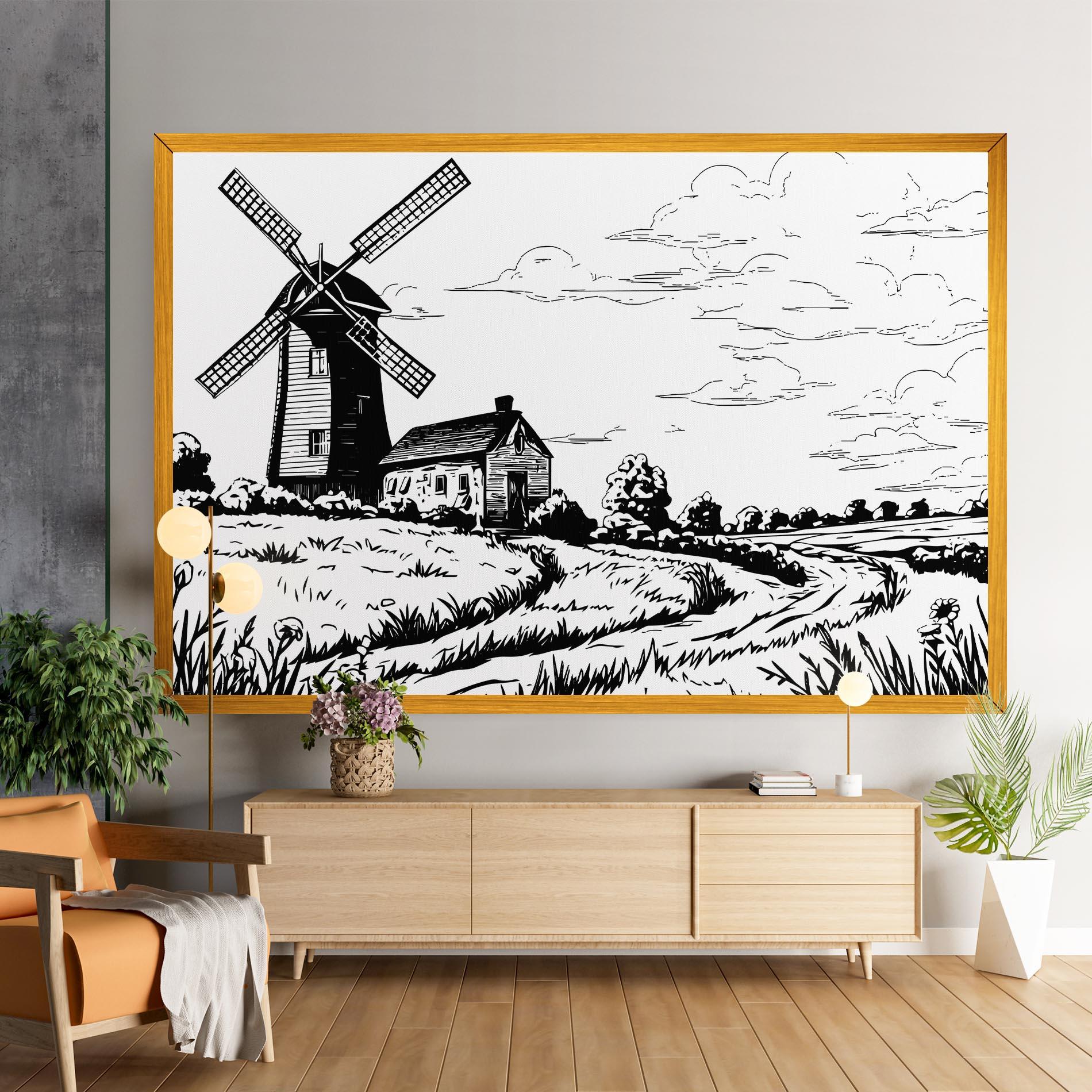 Tablou Canvas Black Line Wheat mockup 9