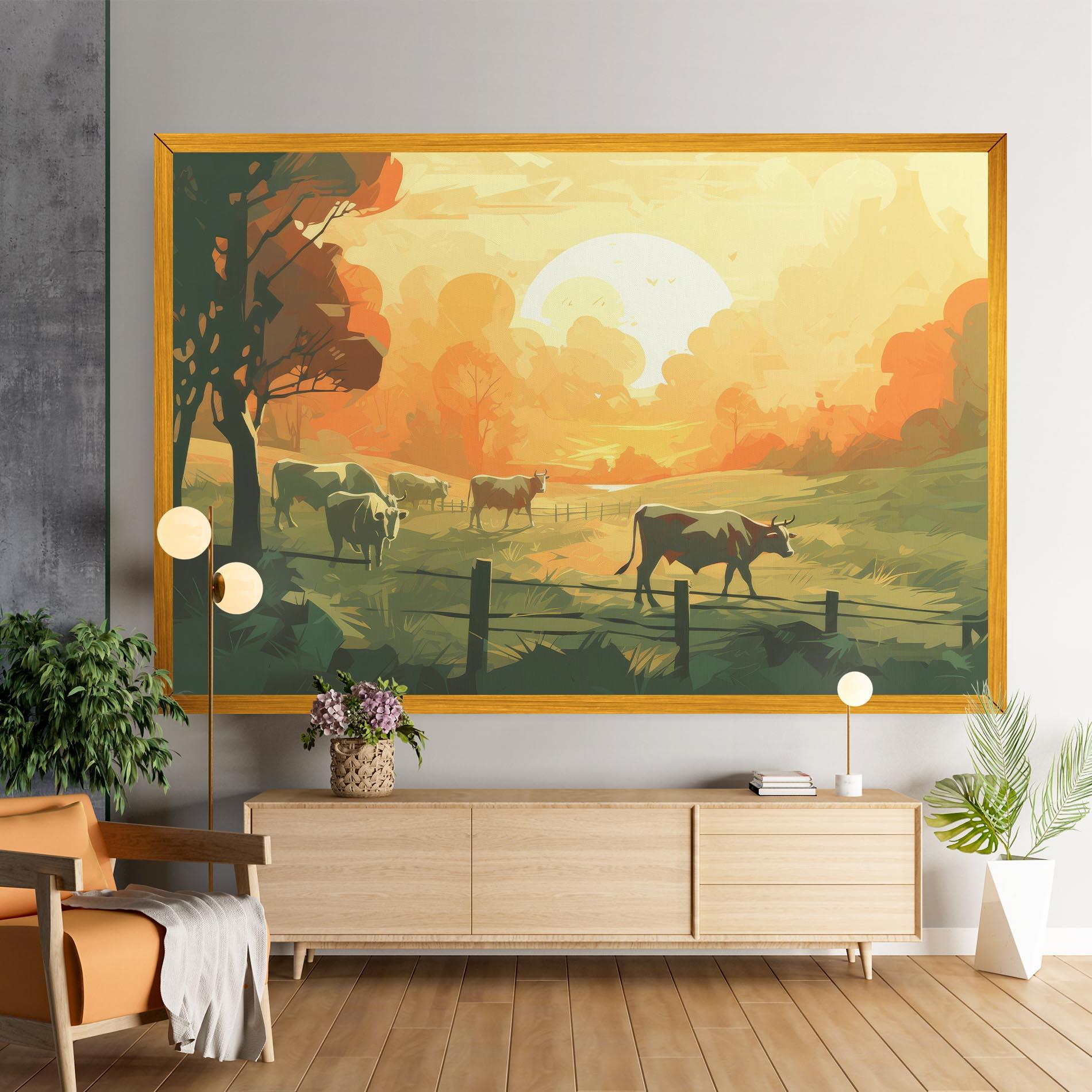 Tablou Canvas Cows Grazing mockup 9
