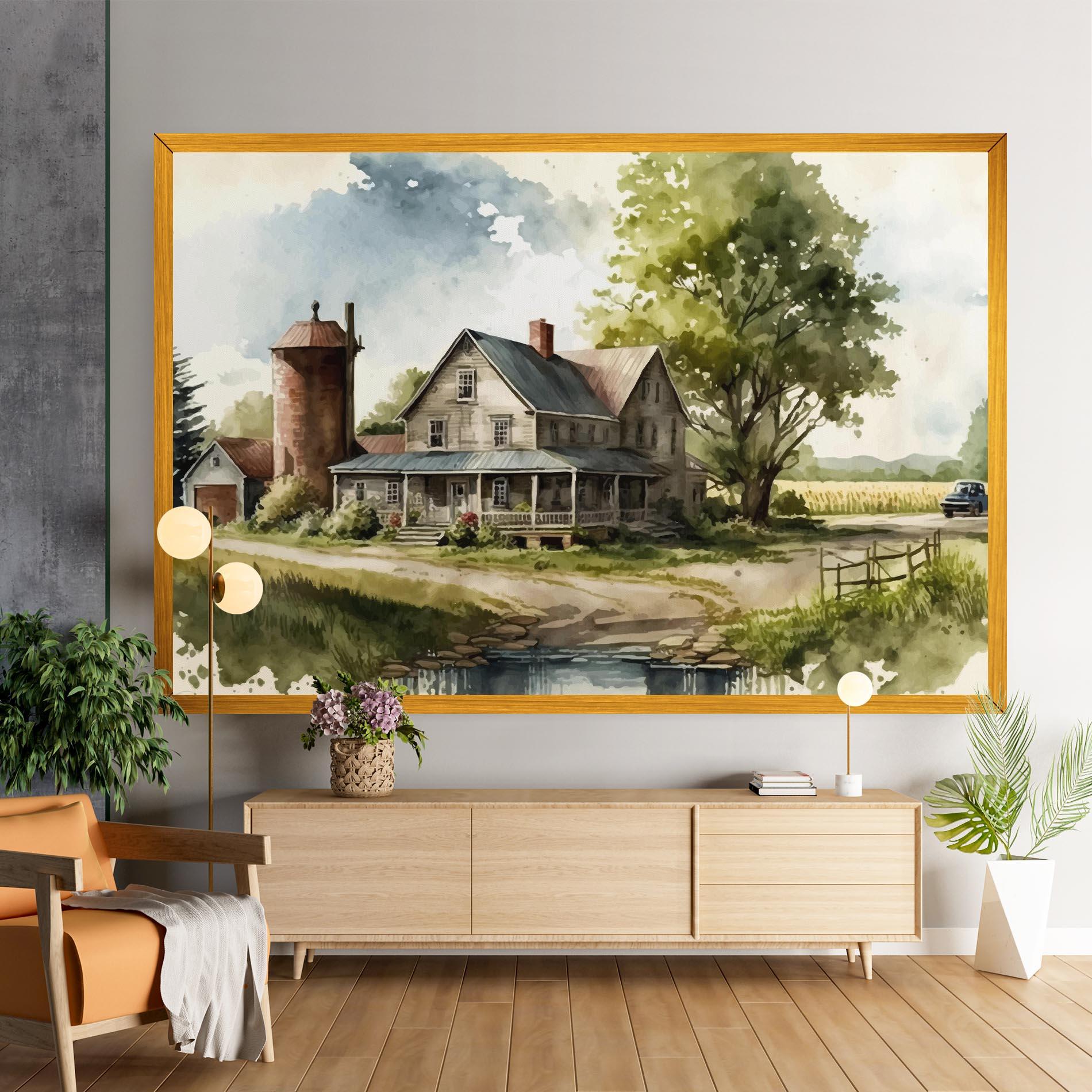 Tablou Canvas Farm Blue Car mockup 9
