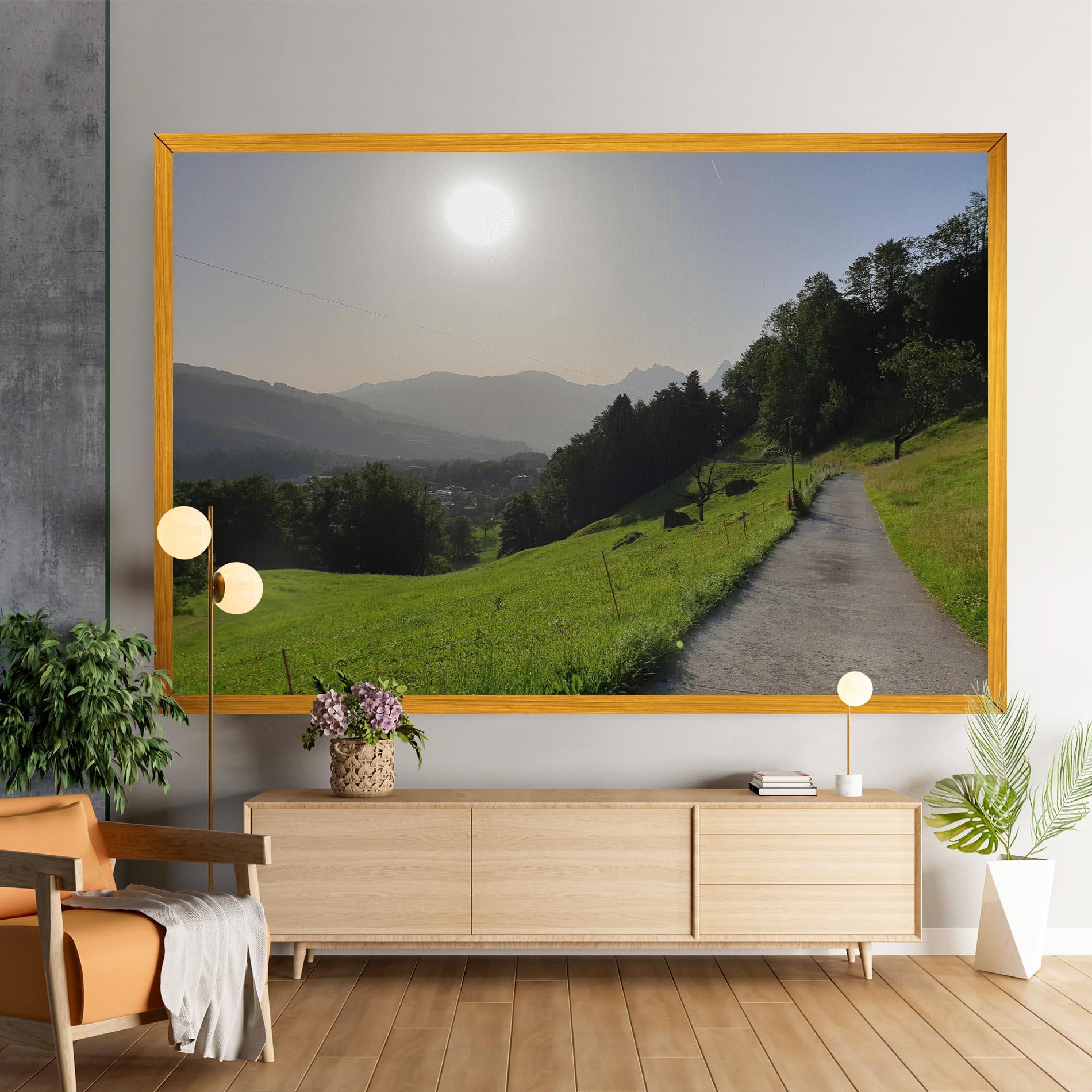 Tablou Canvas Foggy Rural Road mockup 9