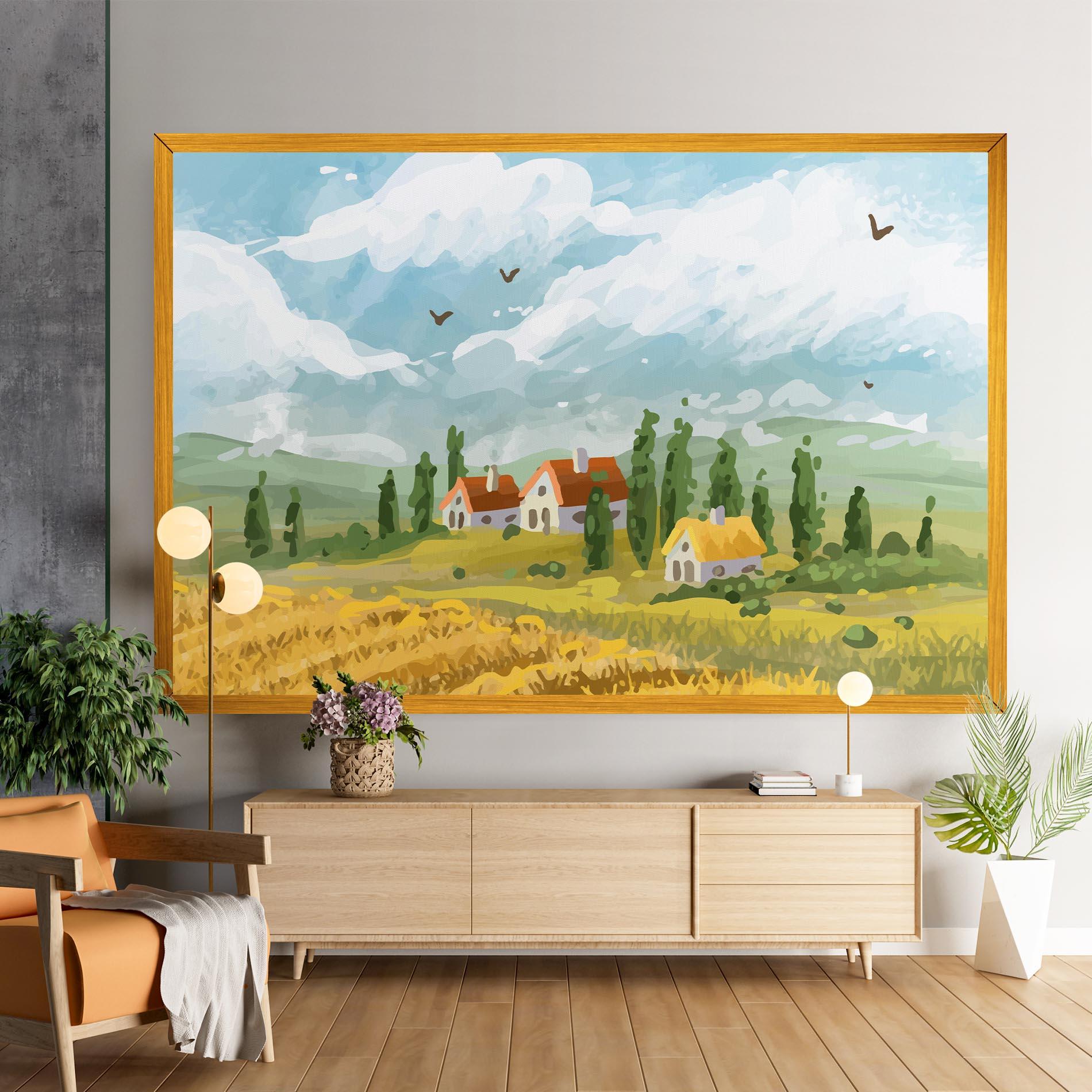 Tablou Canvas Orange Yellow House mockup 9