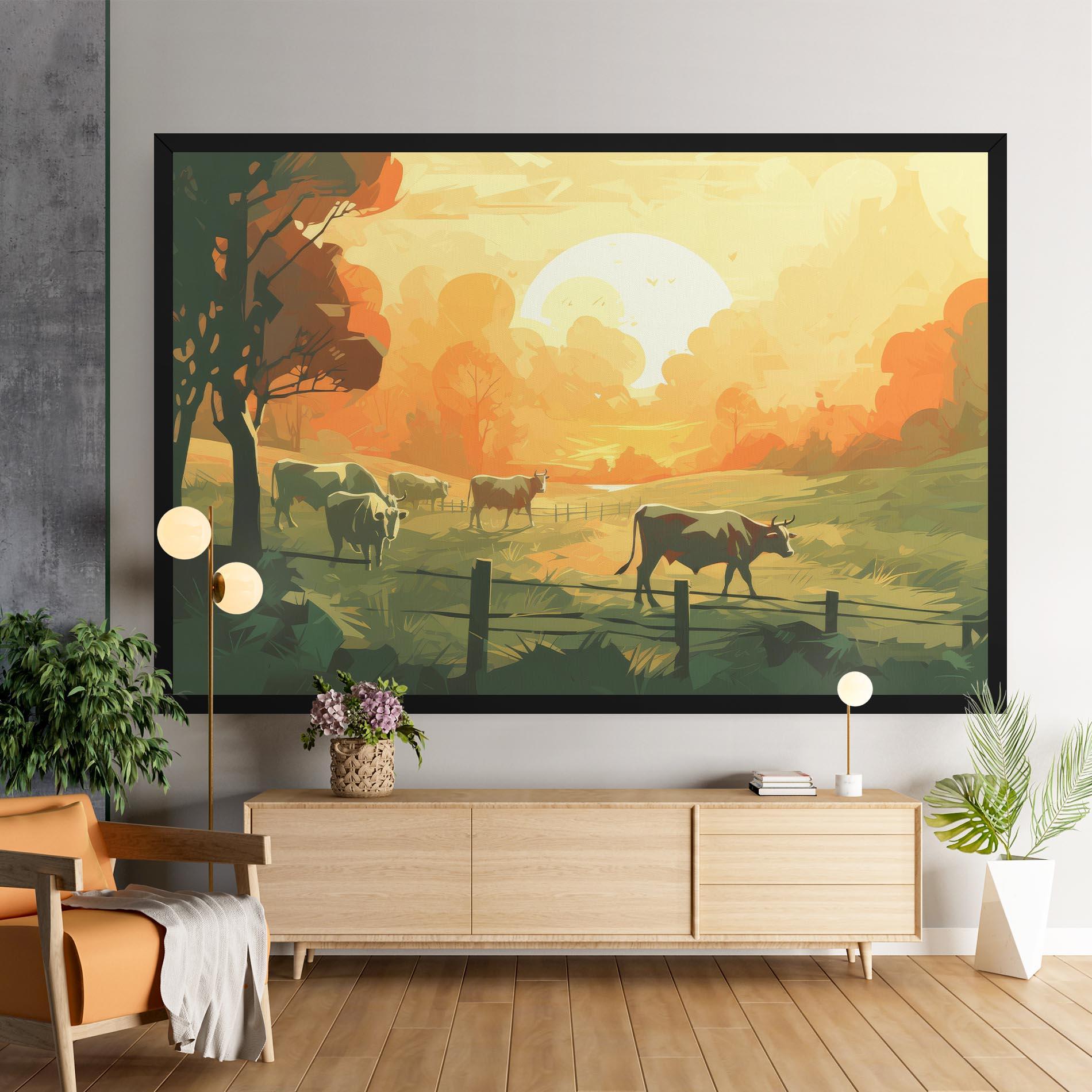 Tablou Canvas Cows Grazing mockup 9