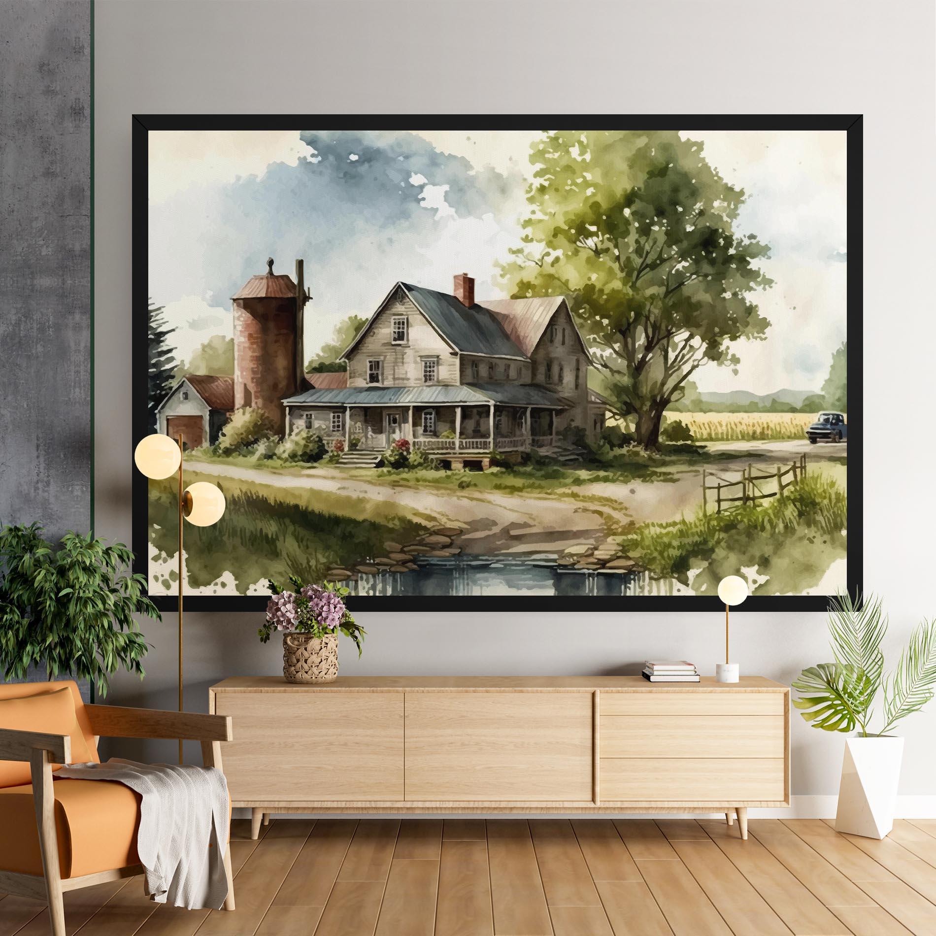 Tablou Canvas Farm Blue Car mockup 9