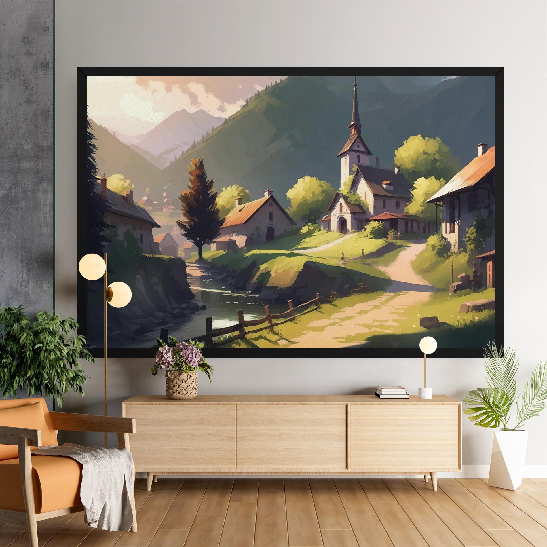 Tablou Canvas Village Church Art mockup 9