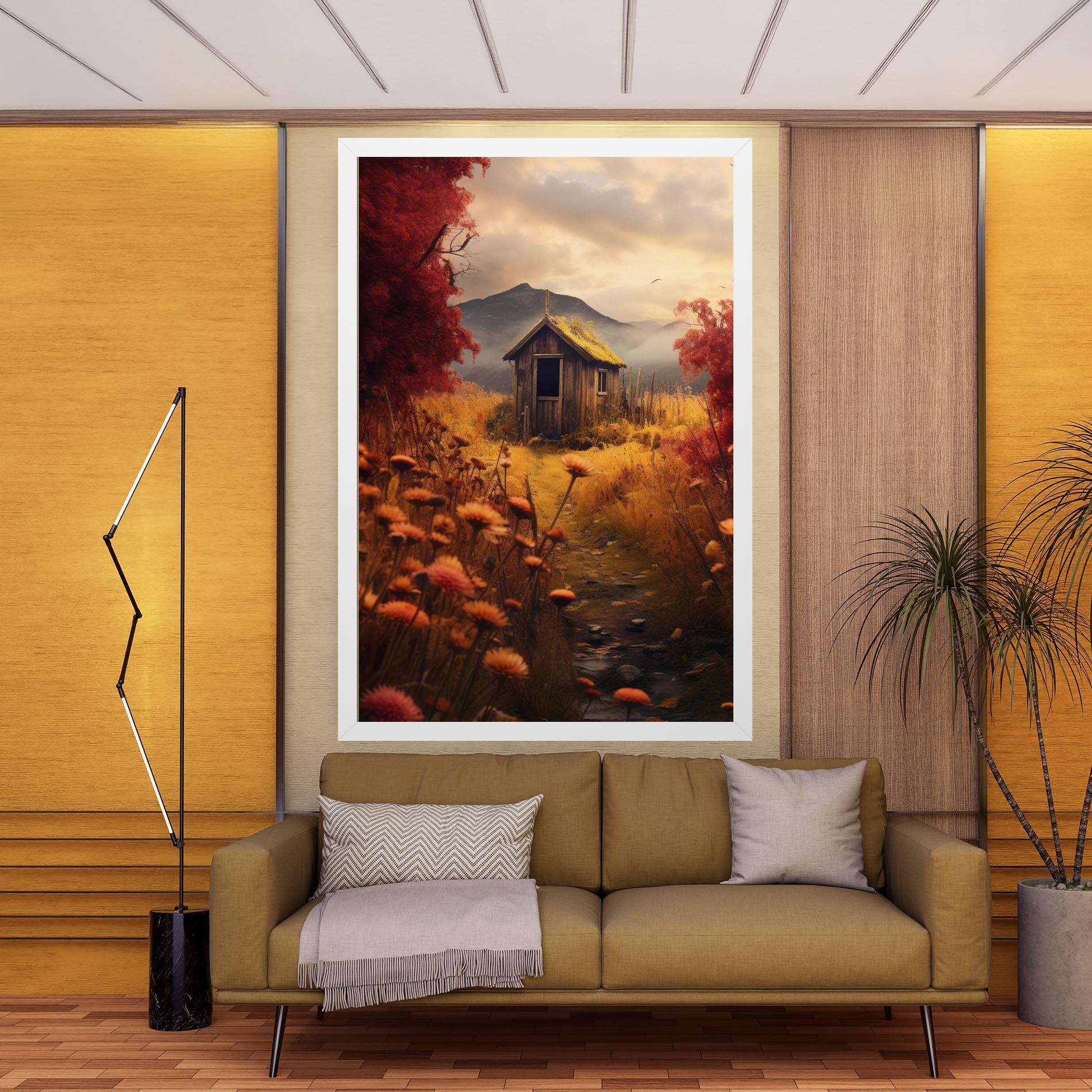 Tablou Canvas Small Cabin Field mockup 9