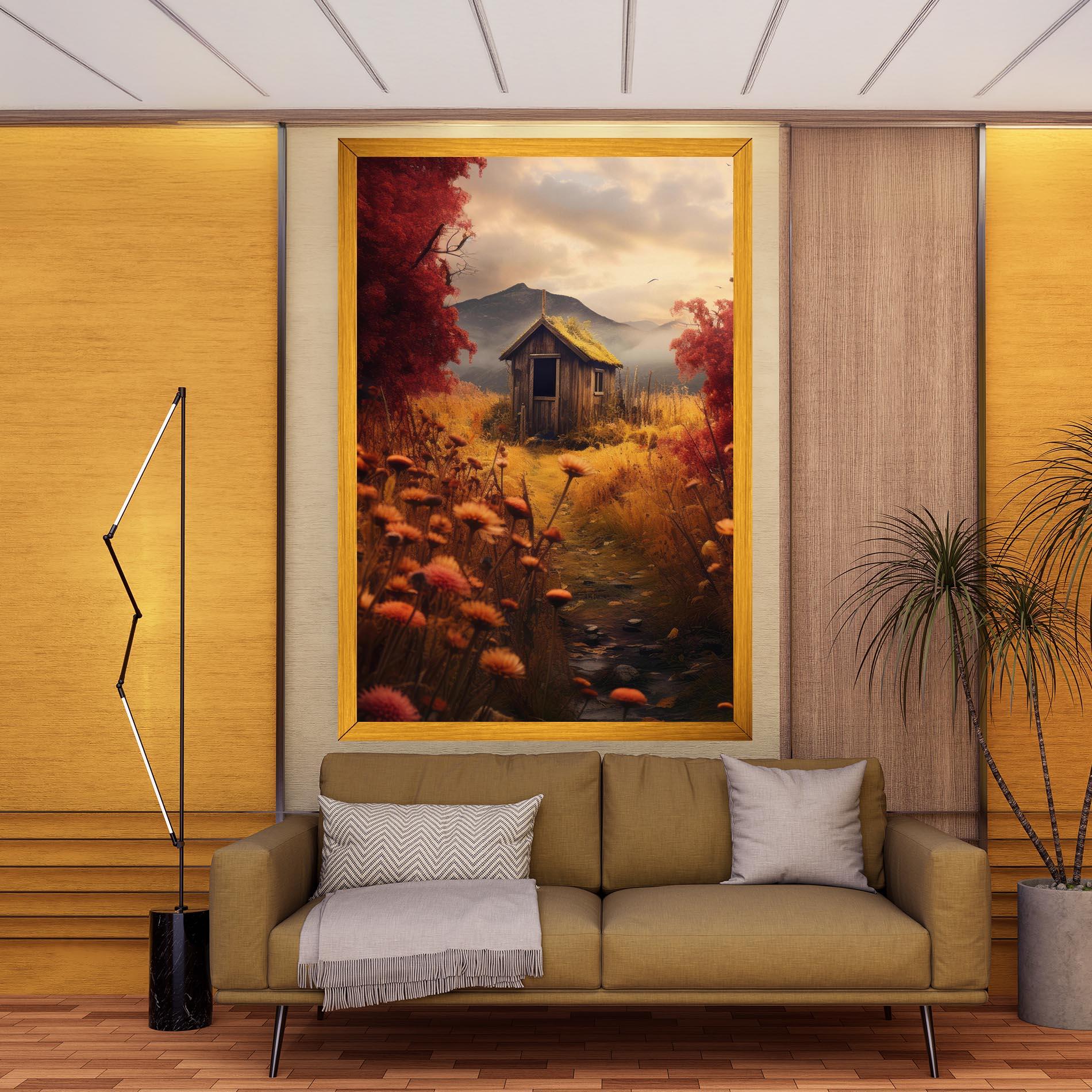 Tablou Canvas Small Cabin Field mockup 9