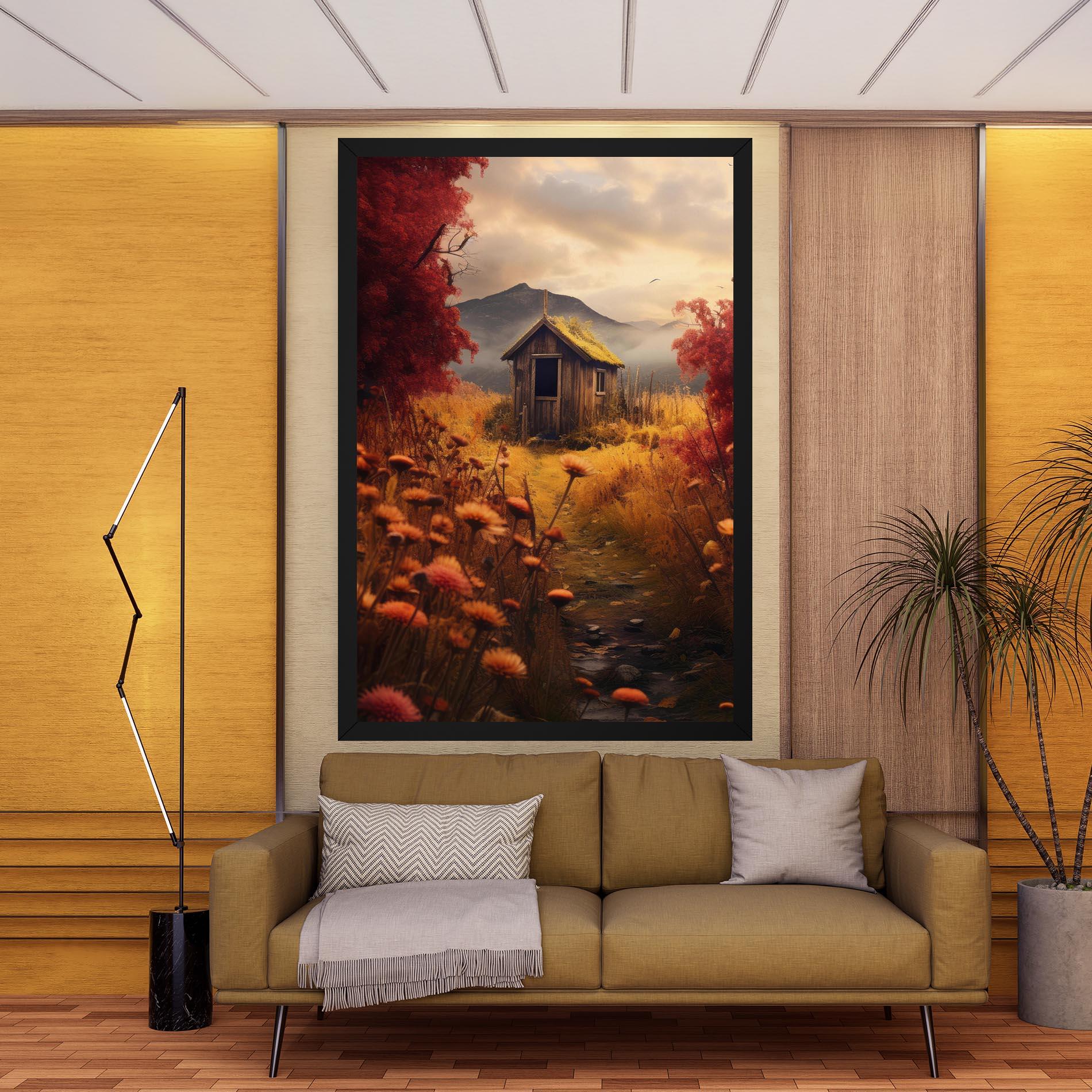 Tablou Canvas Small Cabin Field mockup 9