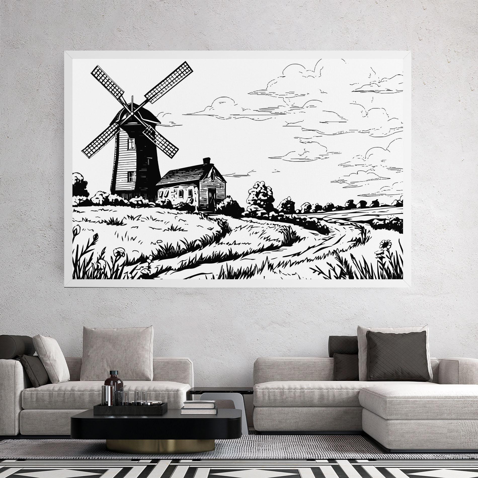 Tablou Canvas Black Line Wheat mockup 2