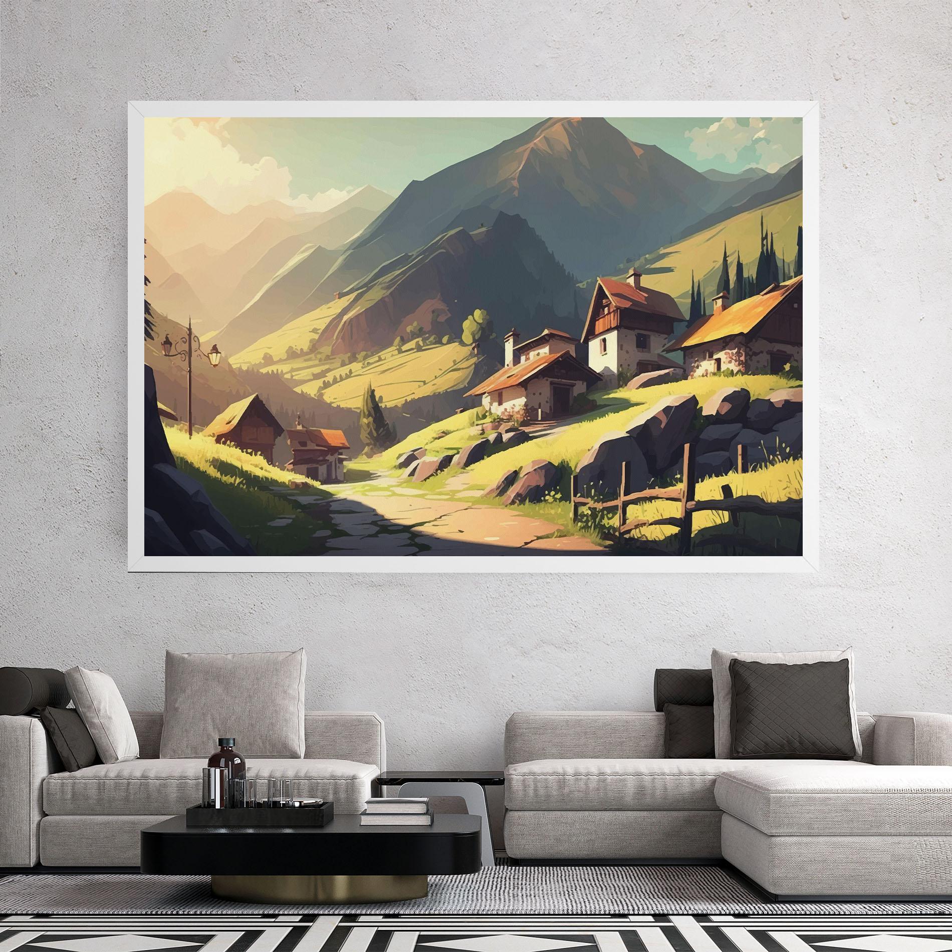 Tablou Canvas Grassy Mountain View mockup 2