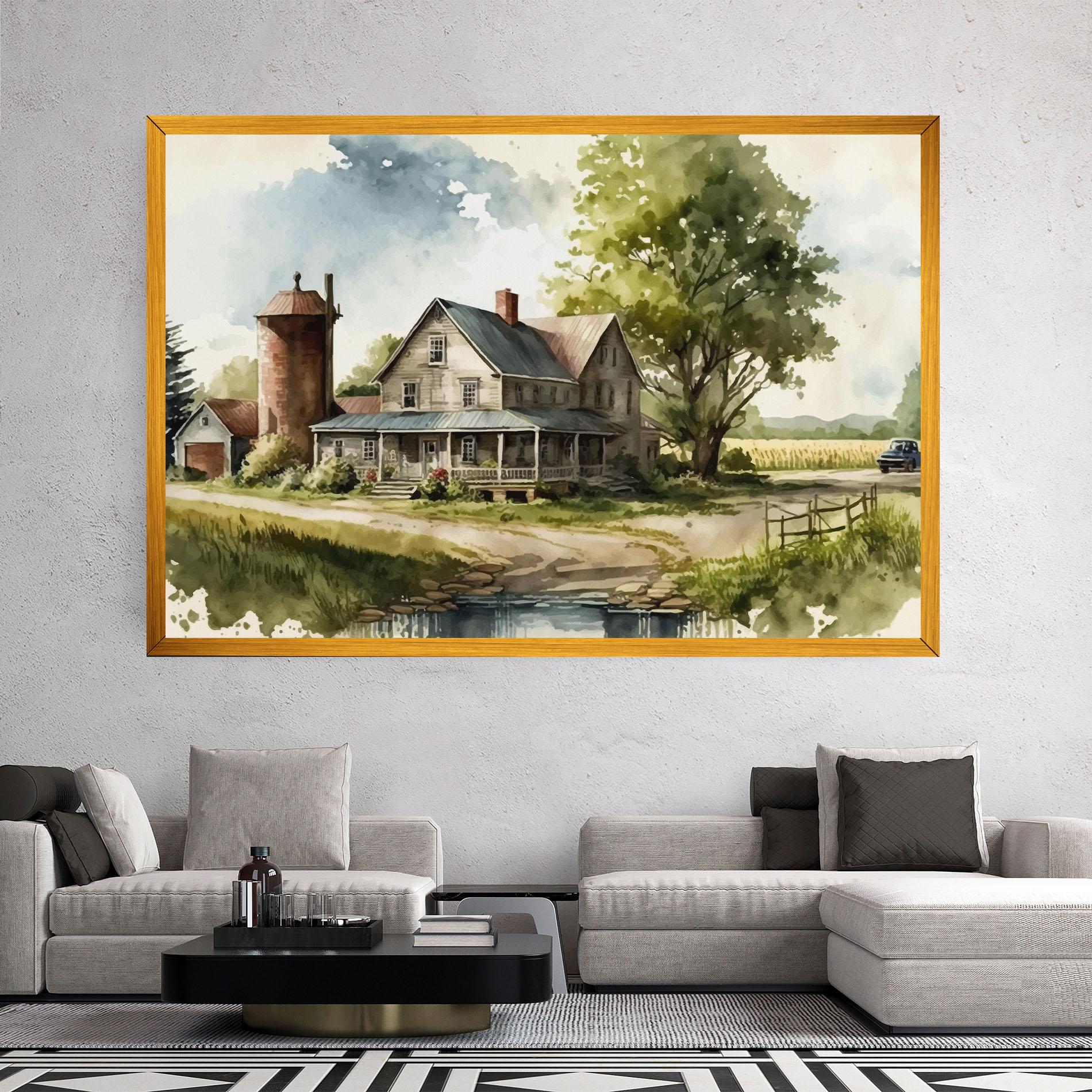 Tablou Canvas Farm Blue Car mockup 2