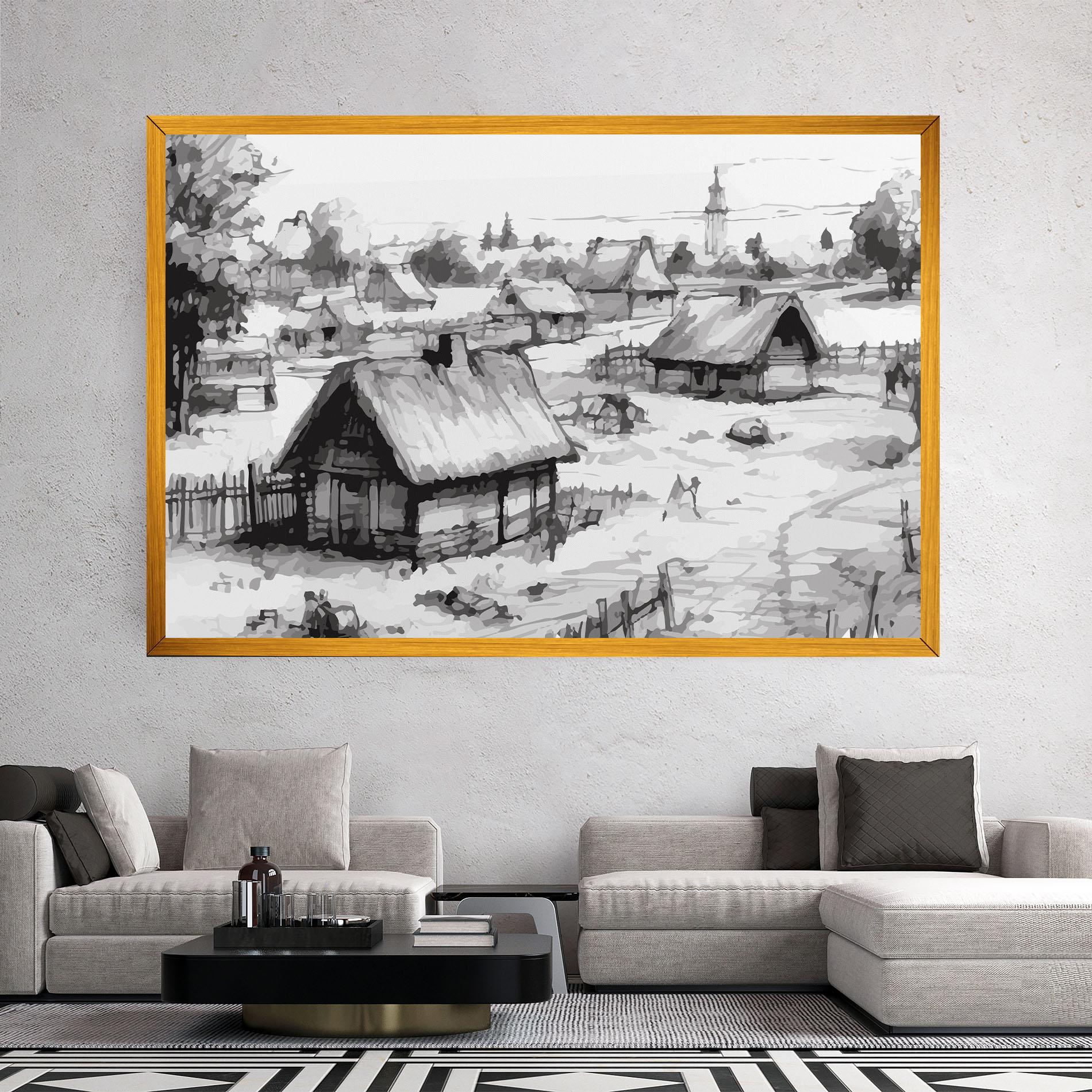 Tablou Canvas Farm Grey Ink mockup 2